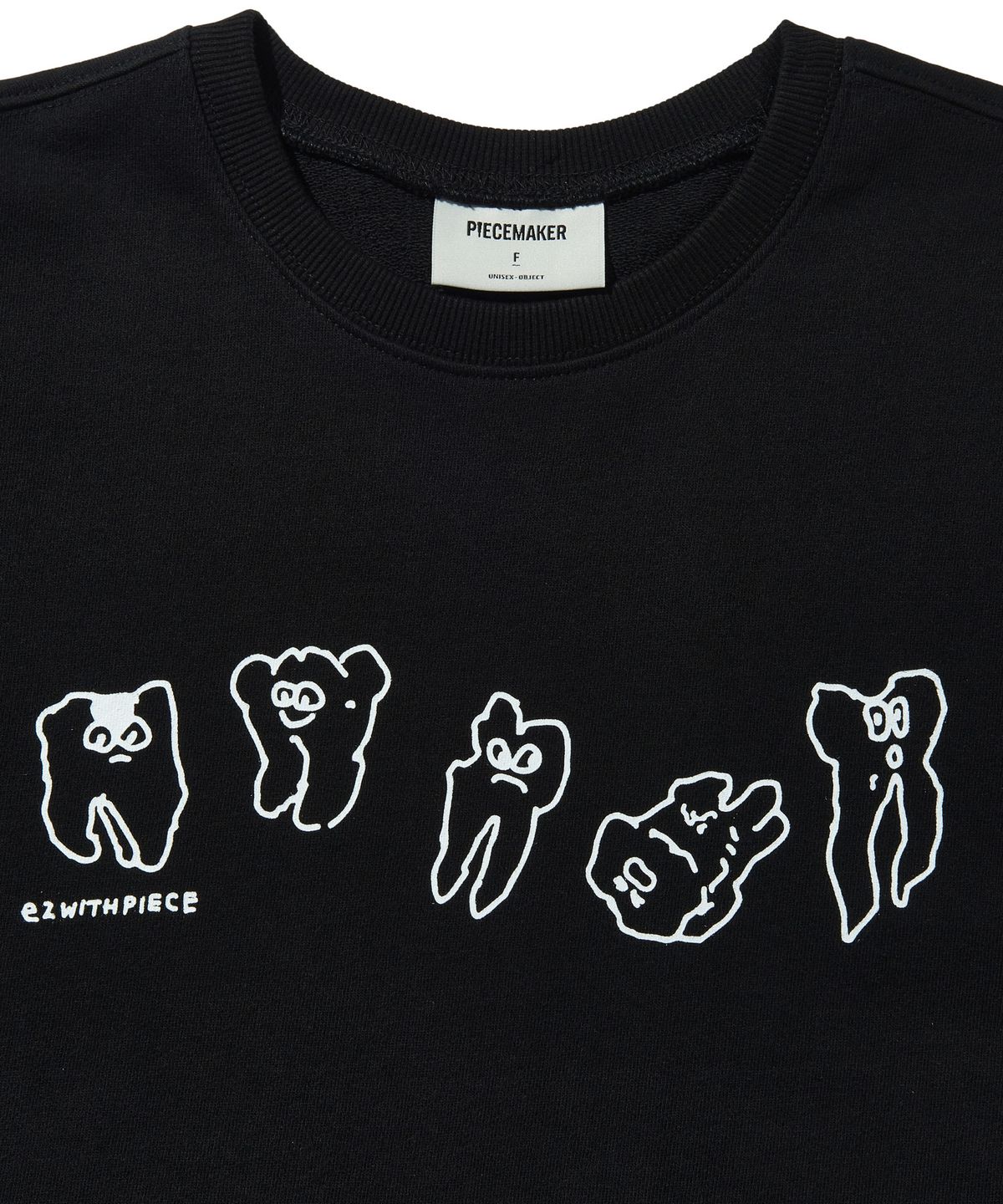 피스메이커(PIECE MAKER) TEETH SWEAT CROP TEE (BLACK)