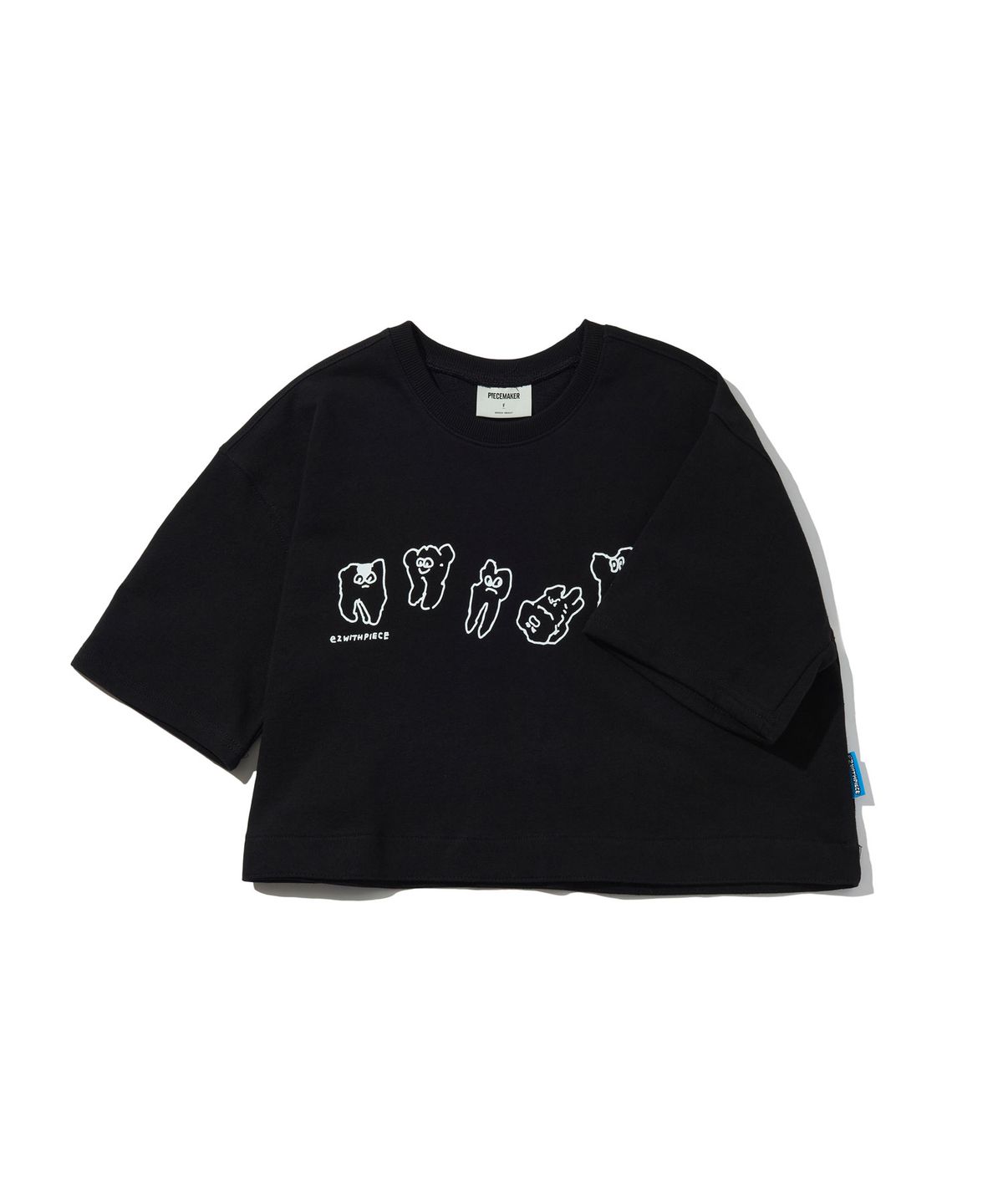 피스메이커(PIECE MAKER) TEETH SWEAT CROP TEE (BLACK)