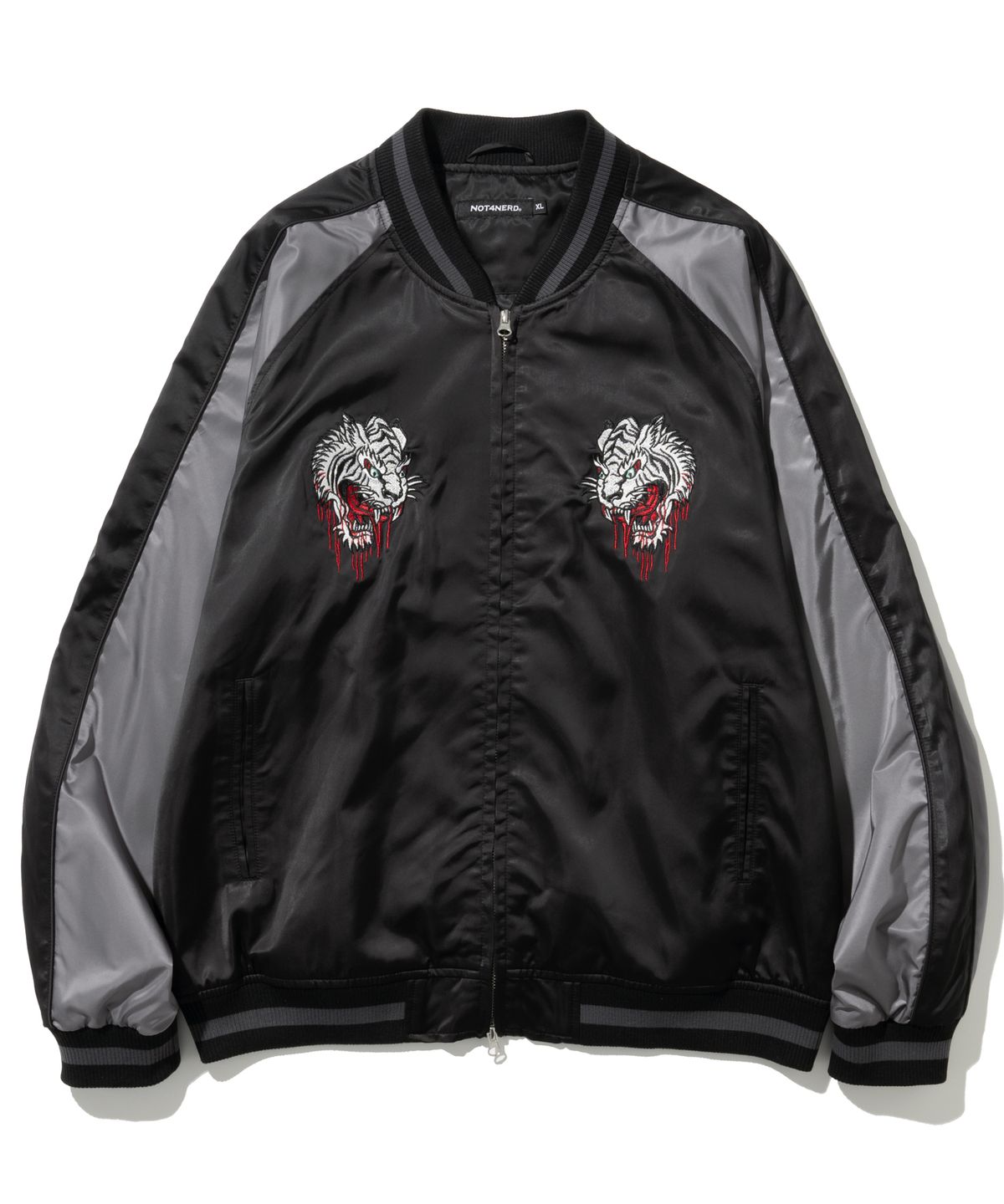 낫포너드(NOT4NERD) Tiger Satin Blouson Jacket - Black