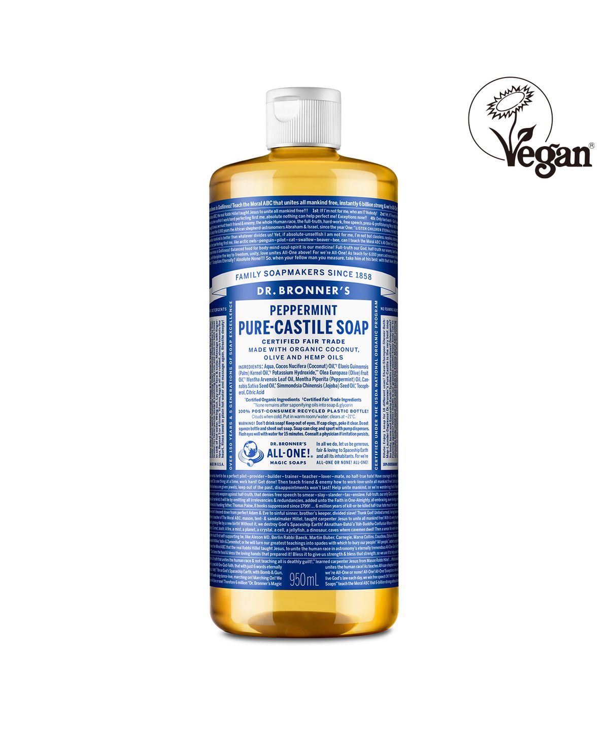 닥터 브로너스(DR.BRONNER'S) [바디클렌저]페퍼민트 퓨어 캐스틸 솝 950ml