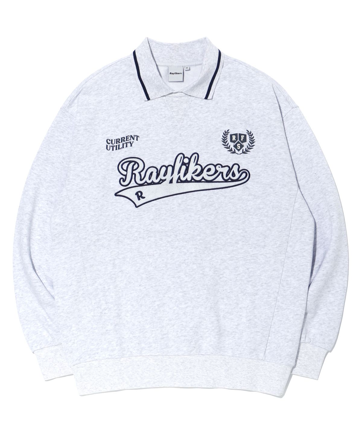 레이피커스(RAYFIKERS) 클럽 카라 맨투맨 LIGHT GREY (MO1TU051-071)