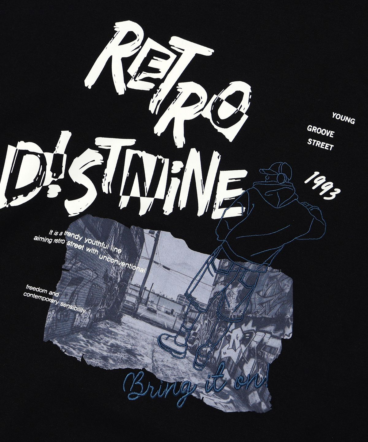 디스트나인(DISTN9NE) 빈티지 후디 BLACK (LO1TU075-076)