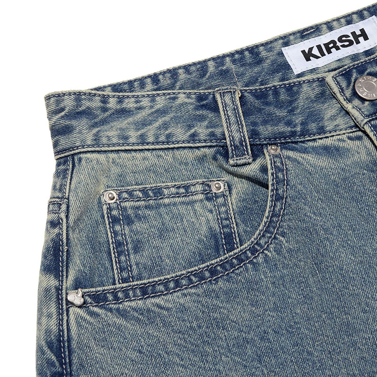 키르시(KIRSH) 체리 가먼트 워싱 와이드핏 데님 팬츠 [브라운 카키]