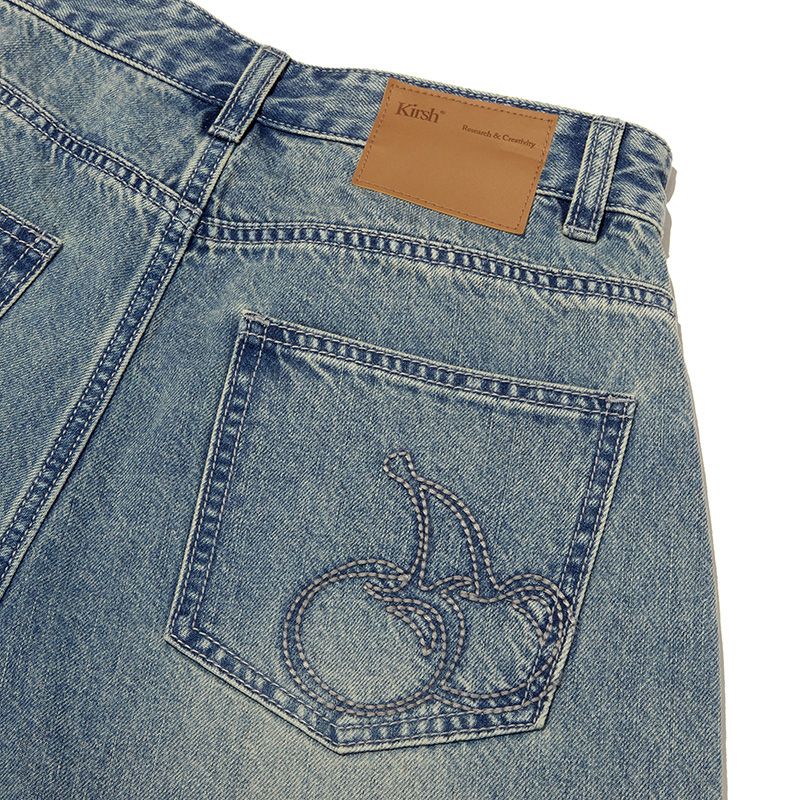 ★2024SS★KIRSH★CHERRY DAMAGE WASHING WIDE-FIT DENIM PANTS CHERRY GARMENT WASHING WIDE-FIT DENIM PANTS [PURPLE] - KIRSH