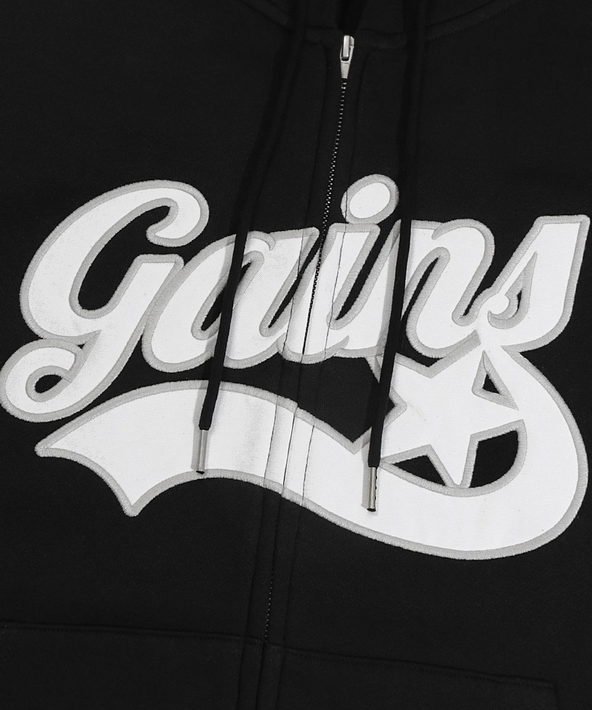 게인스보로(GAINSBORO) 아플리케 스타로고 후드집업_블랙