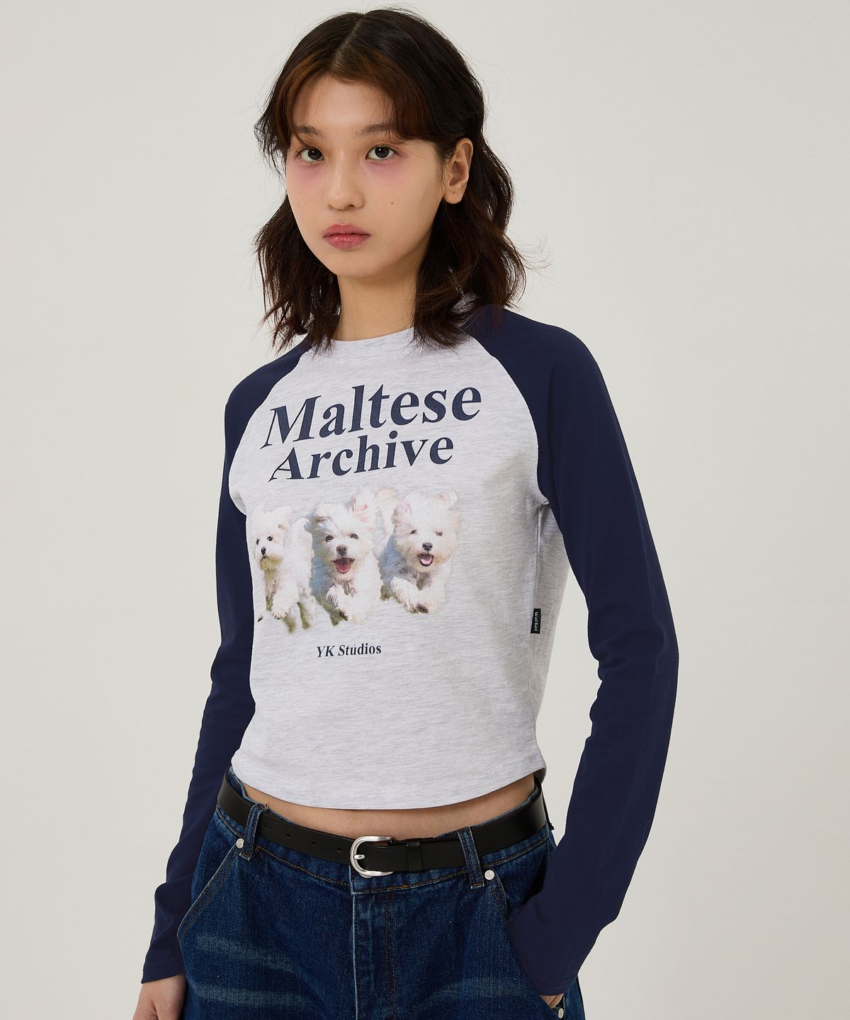 와이케이(WAIKEI) 말티즈 아카이브 래글런 롱슬리브 티셔츠 멜란지화이트