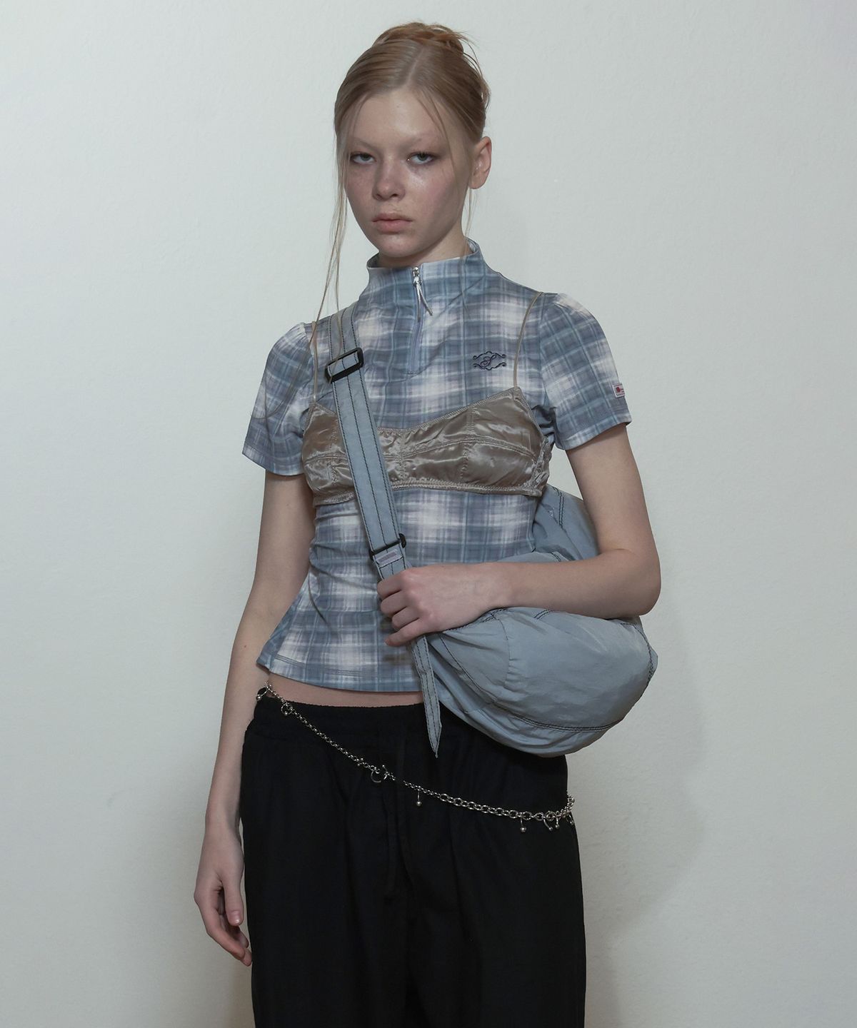 스컬프터(SCULPTOR) Contrast Stitch Nylon Duffle Bag Gray