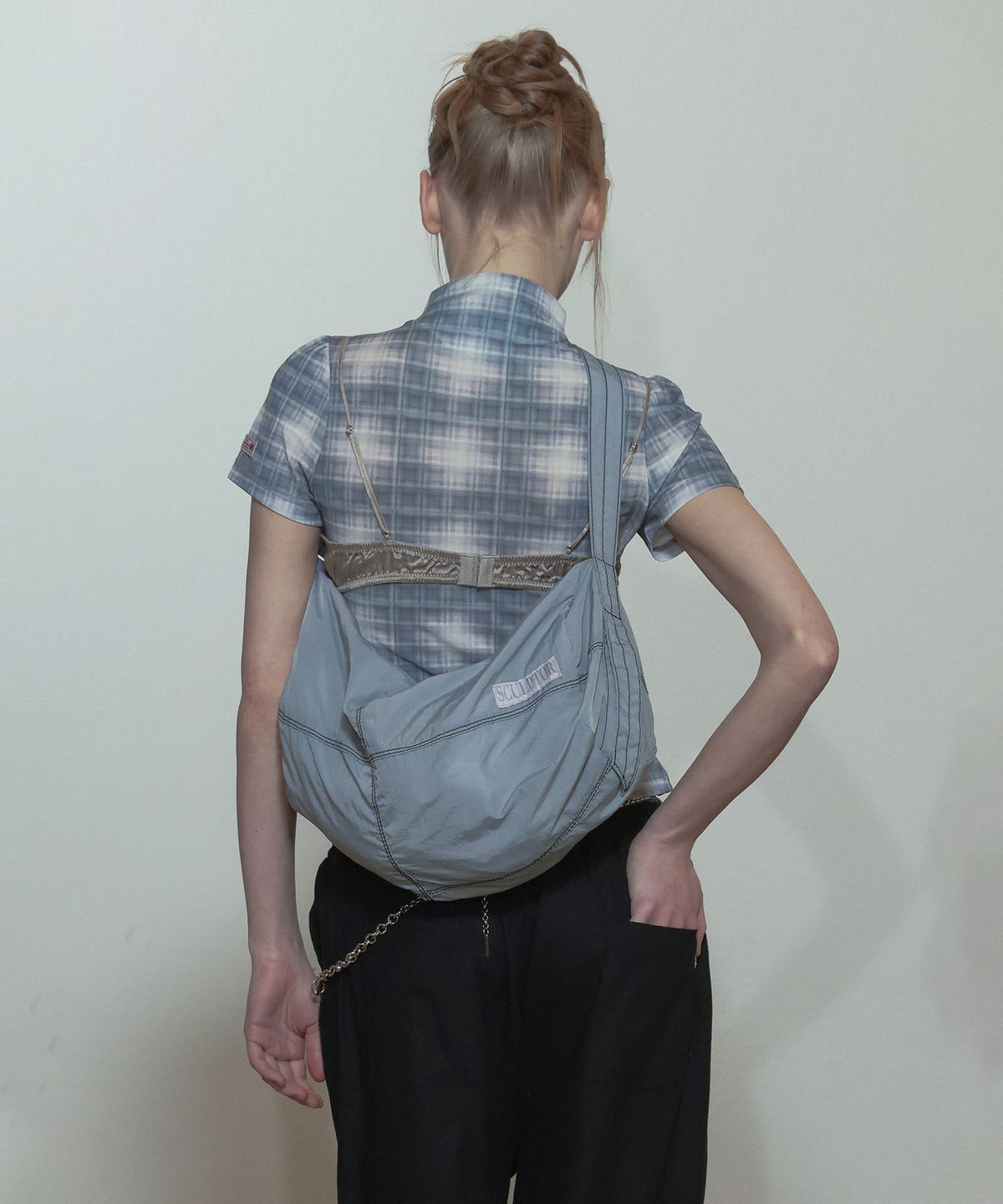 스컬프터(SCULPTOR) Contrast Stitch Nylon Duffle Bag Gray