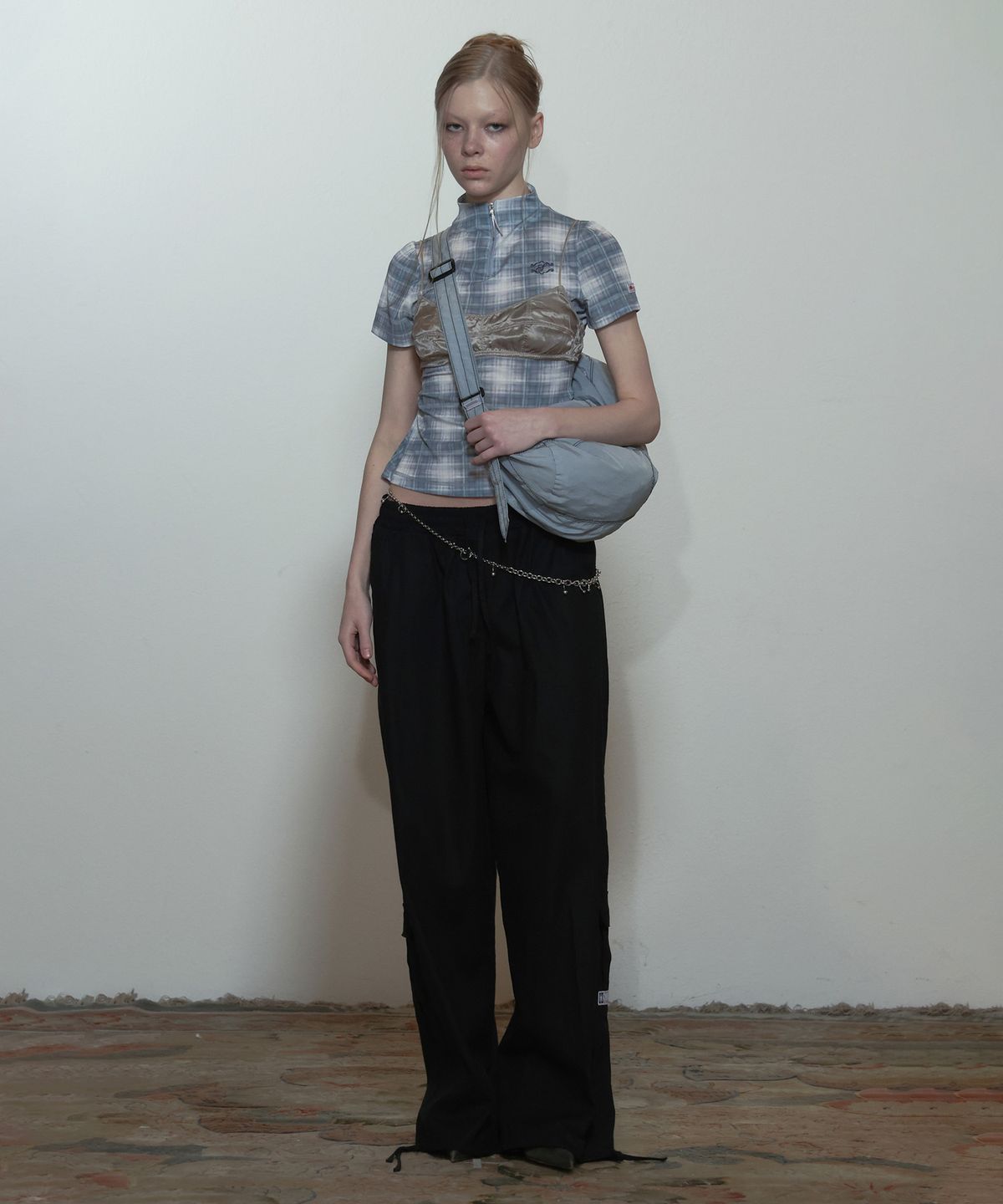 스컬프터(SCULPTOR) Contrast Stitch Nylon Duffle Bag Gray