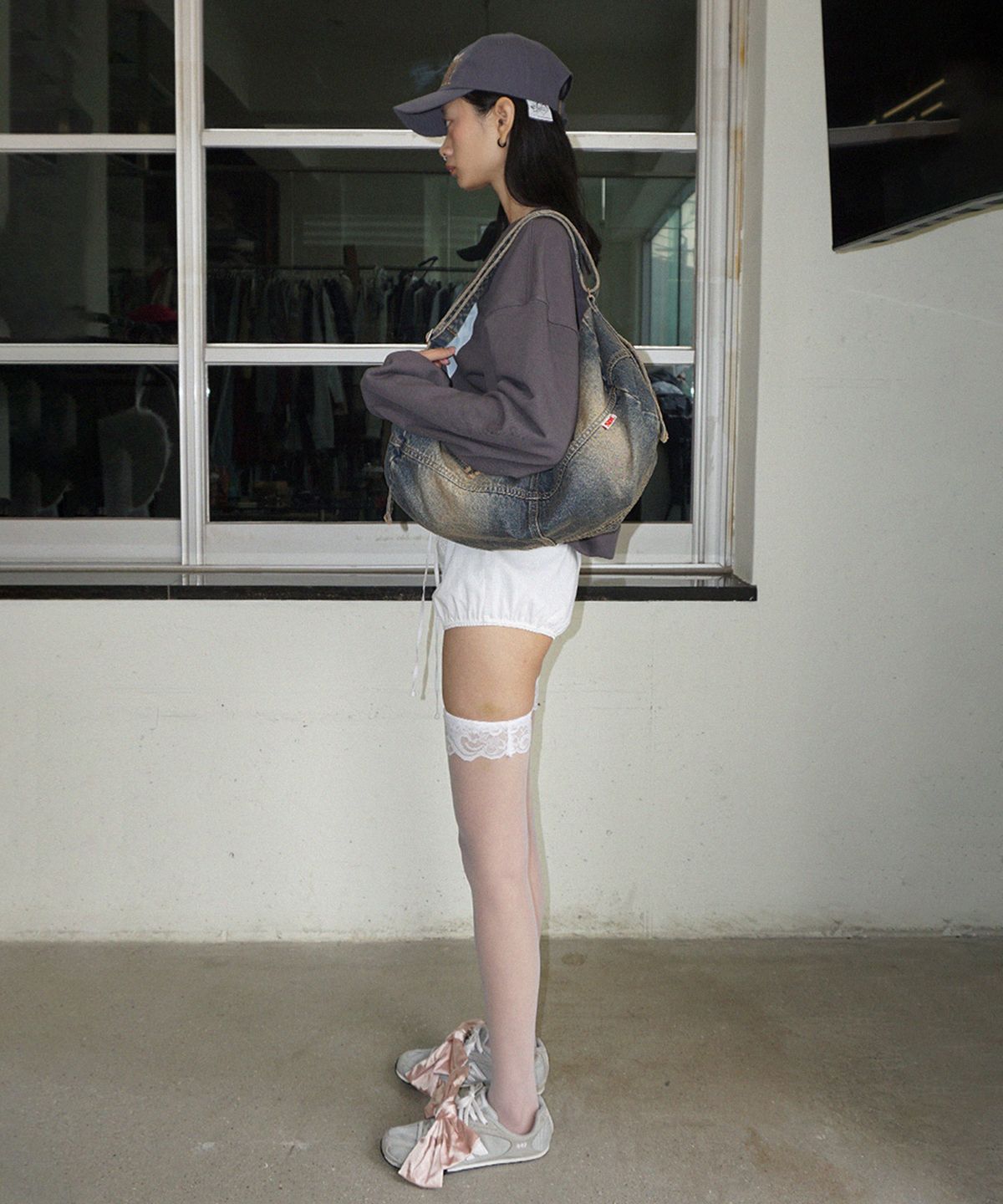 스컬프터(SCULPTOR) Washed Denim Duffle Bag Vintage Tint