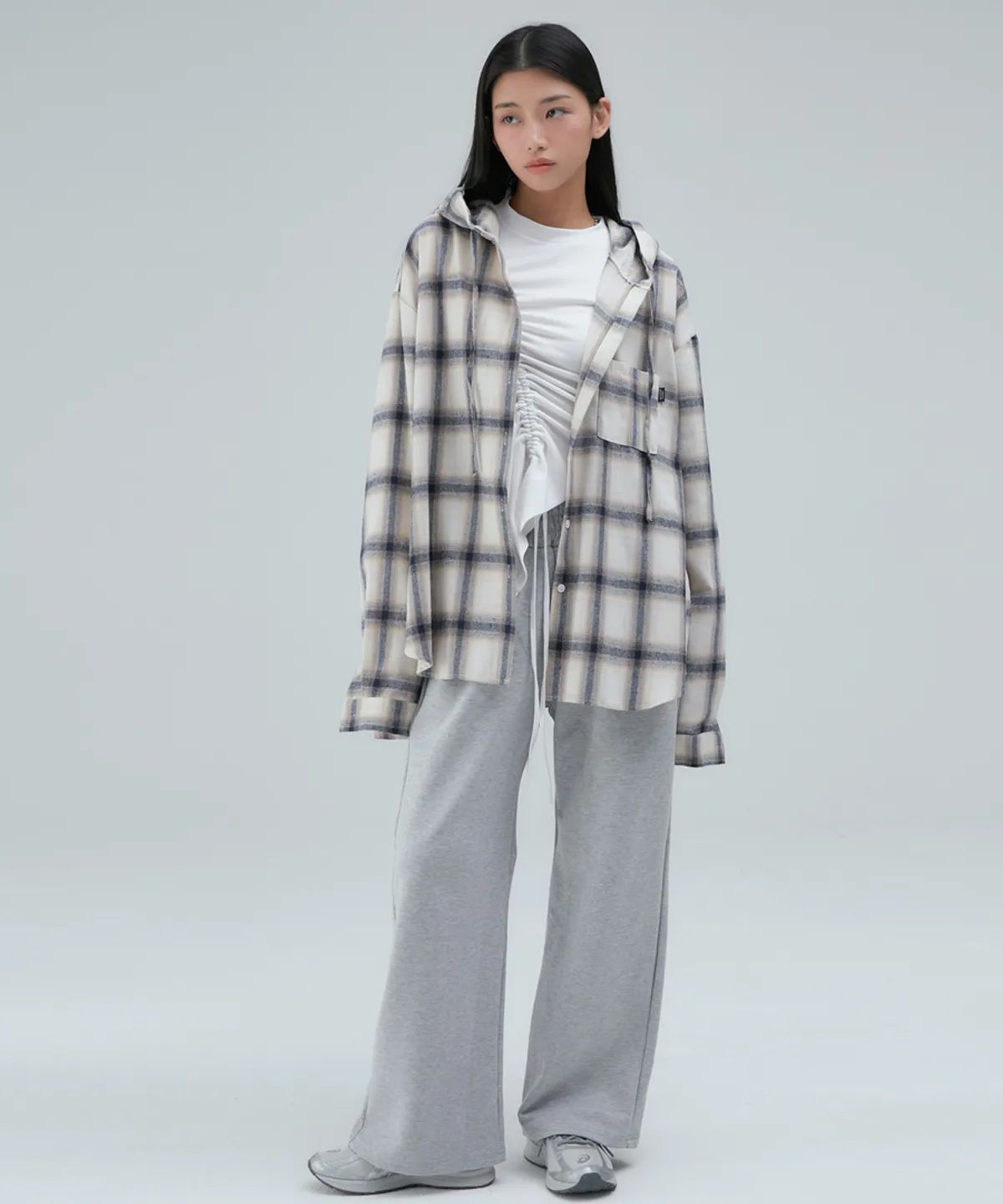 MUSINSA公式 | ACOVER Tartan Nerd Check Hooded Shirt (6 colors)