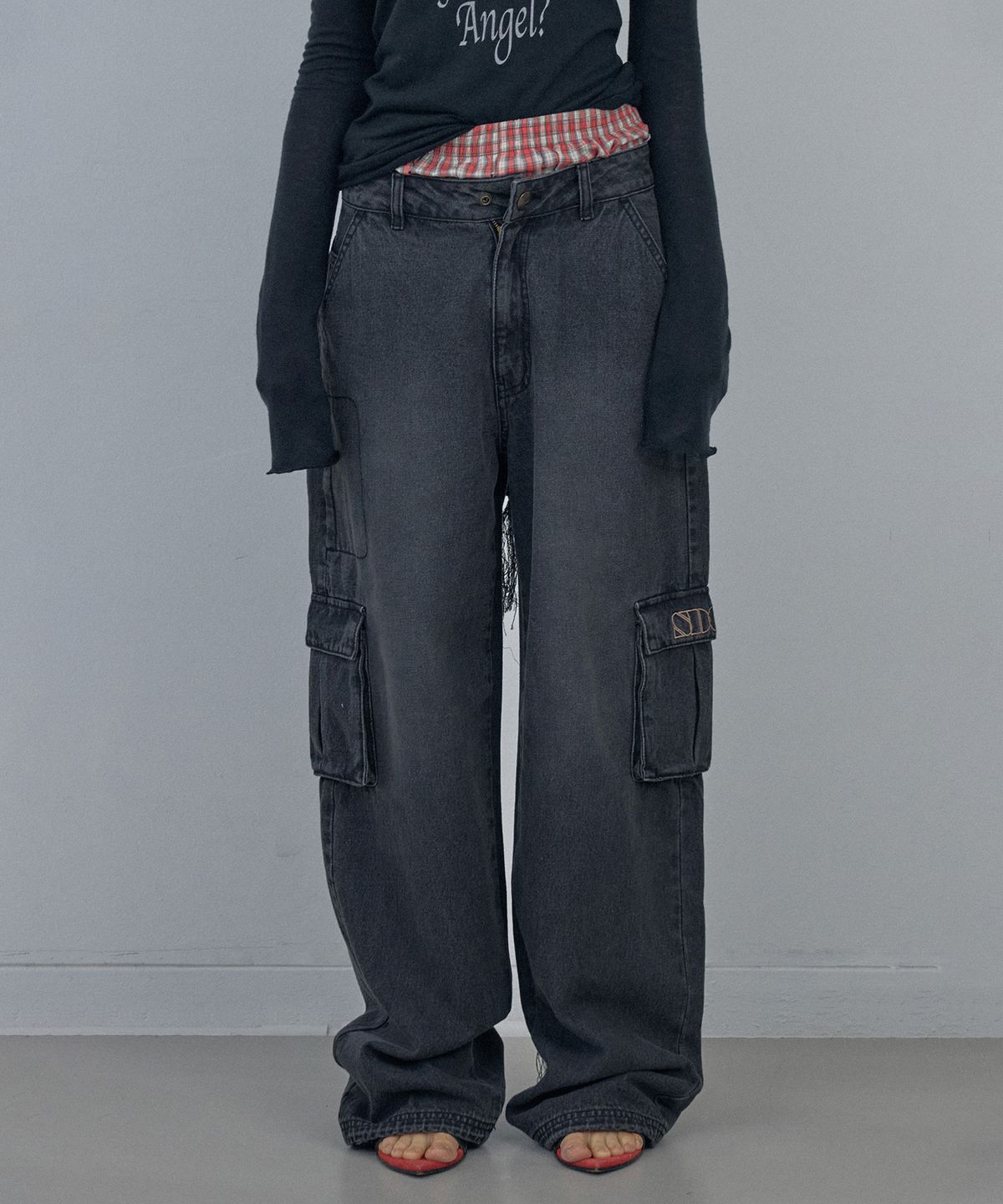 스컬프터(SCULPTOR) Acid Cargo Jogger Pants Washed Black