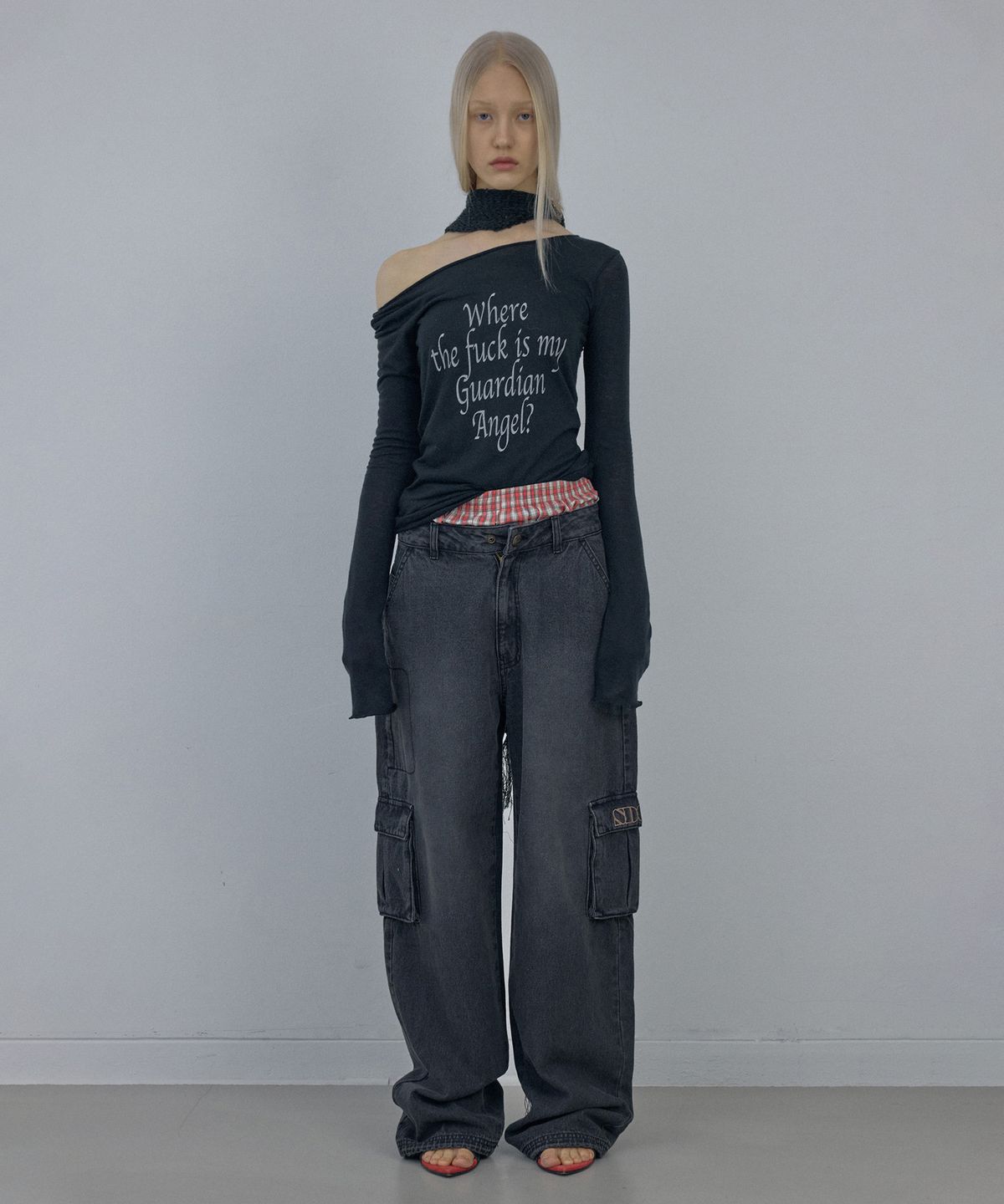 스컬프터(SCULPTOR) Acid Cargo Jogger Pants Washed Black
