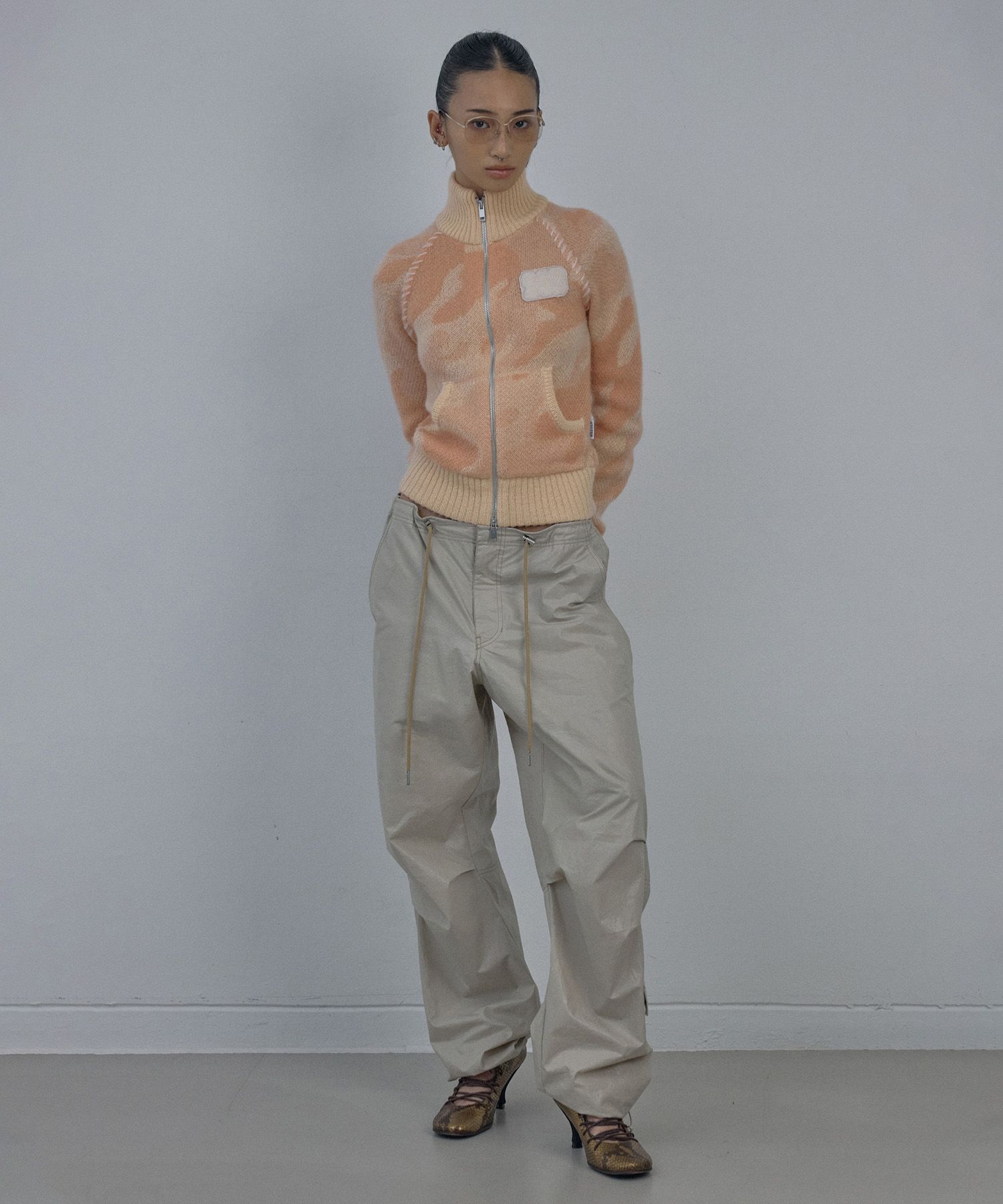 【SCULPTOR】Parachute Cargo Pants Ballerina Pink Parachute Pants Women, Fashion Elastic Cargo Trousers Baggy