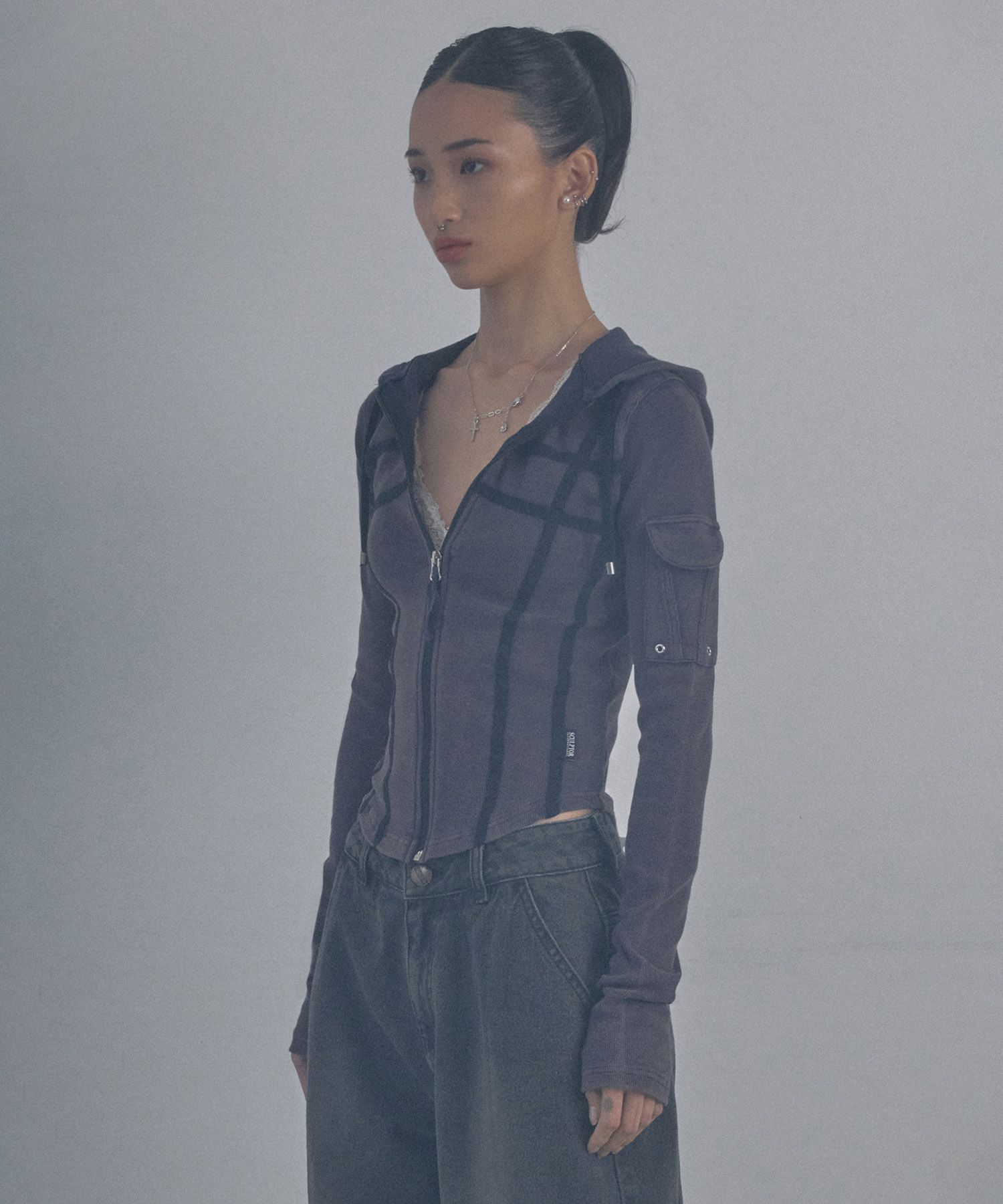 MUSINSA | SCULPTOR Washed Bondage Hoodie Washed Navy