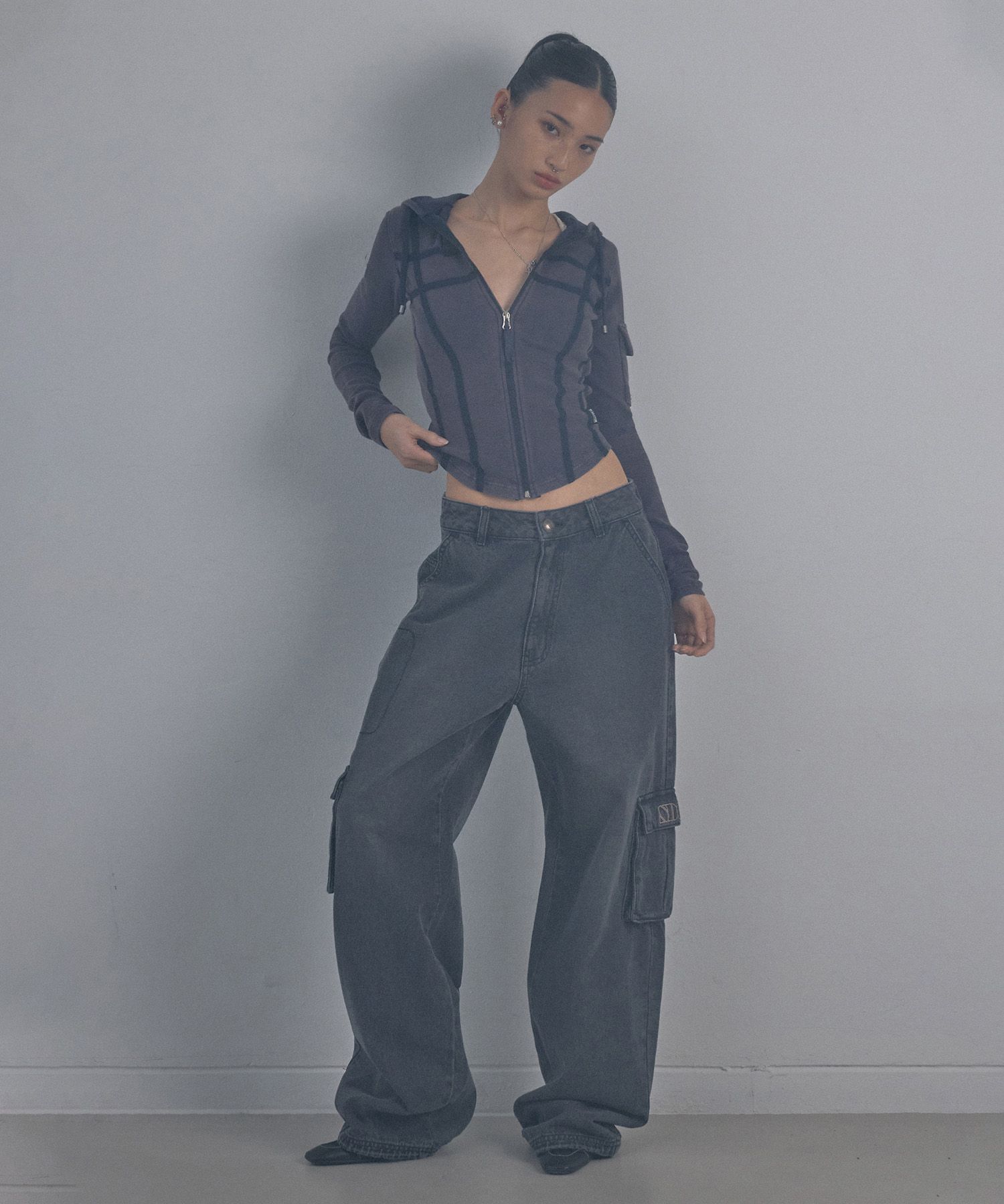 MUSINSA | SCULPTOR Washed Bondage Hoodie Washed Navy
