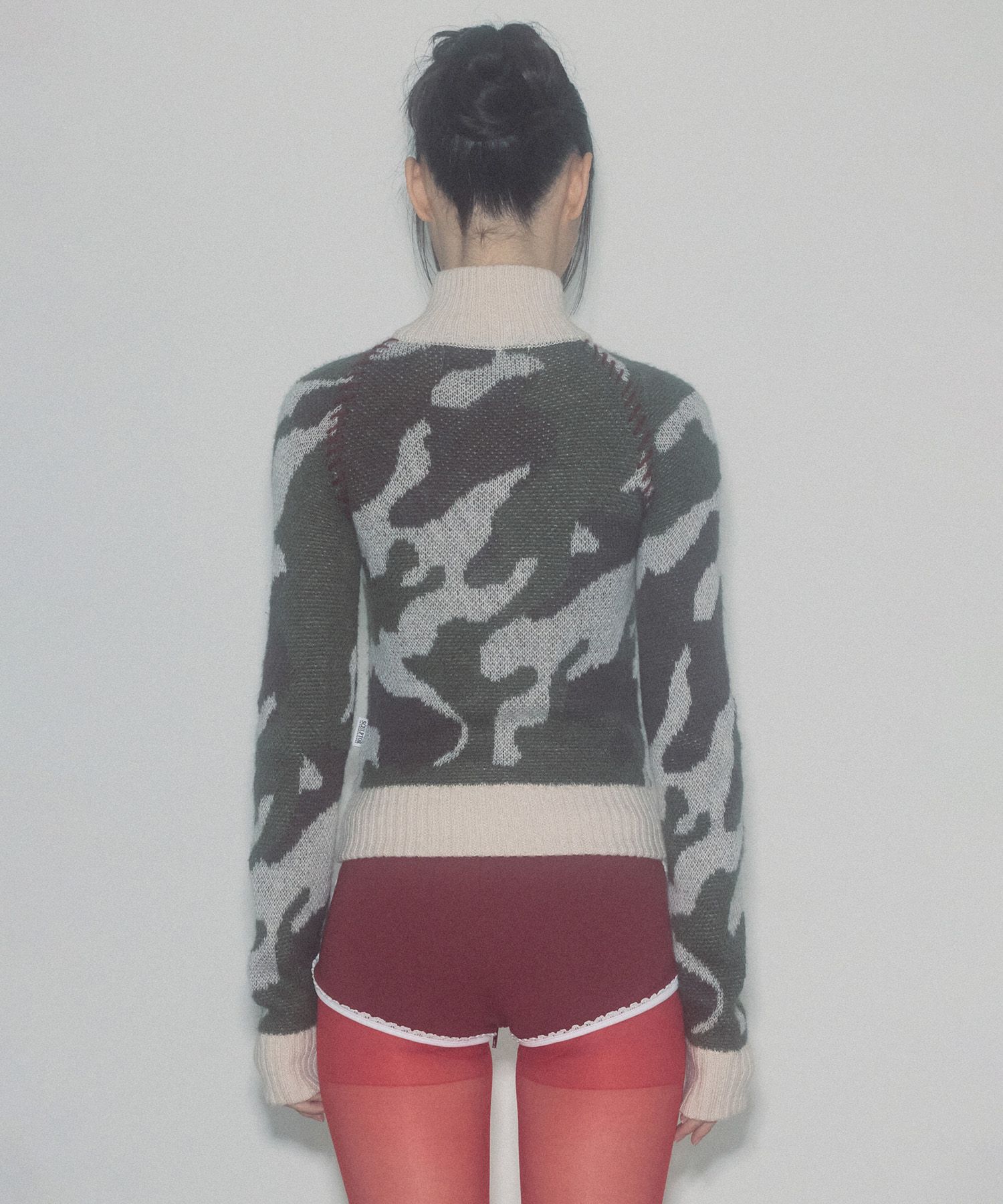 MUSINSA | SCULPTOR Camouflage Mohair Raglan Zip-Up Forest
