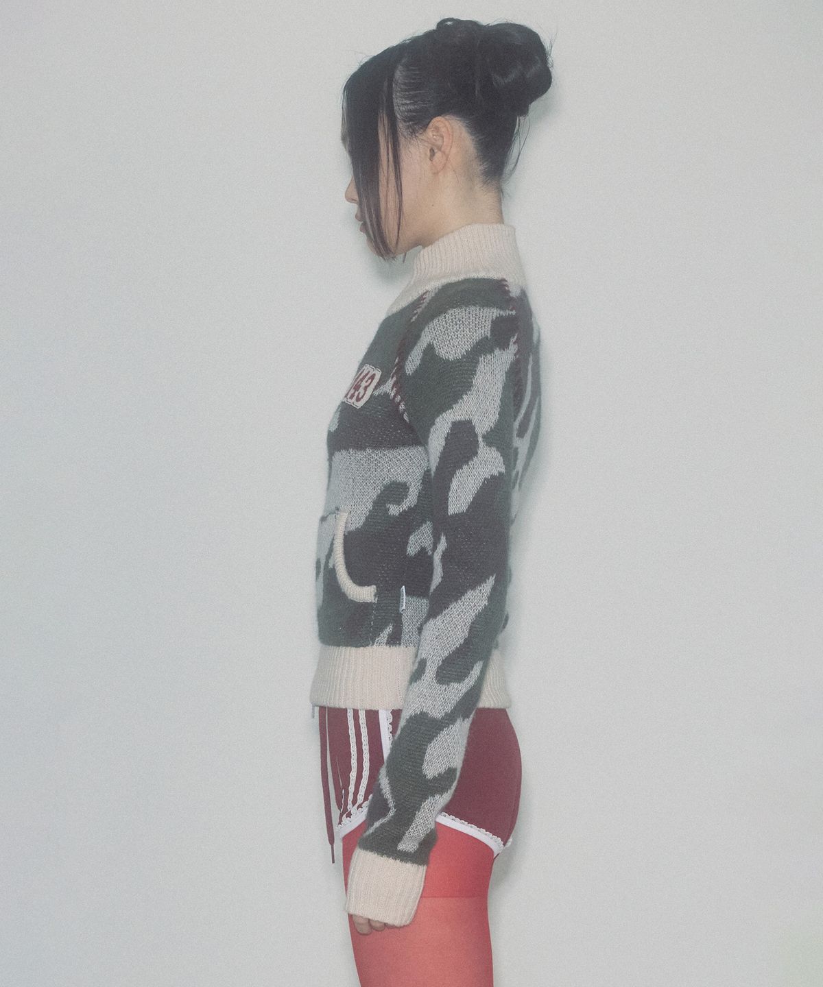 스컬프터(SCULPTOR) Camouflage Mohair Raglan Zip-Up Forest