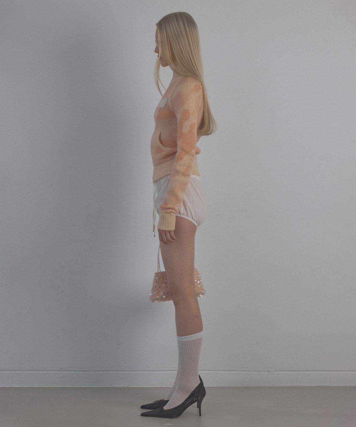스컬프터(SCULPTOR) Camouflage Mohair Raglan Zip-Up Peach