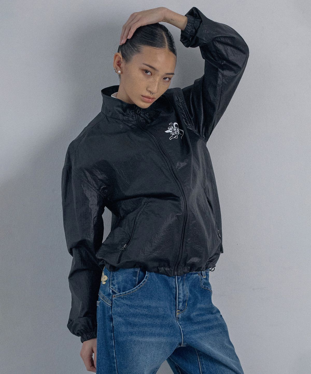 스컬프터(SCULPTOR) Glossy Nylon Jacket Black