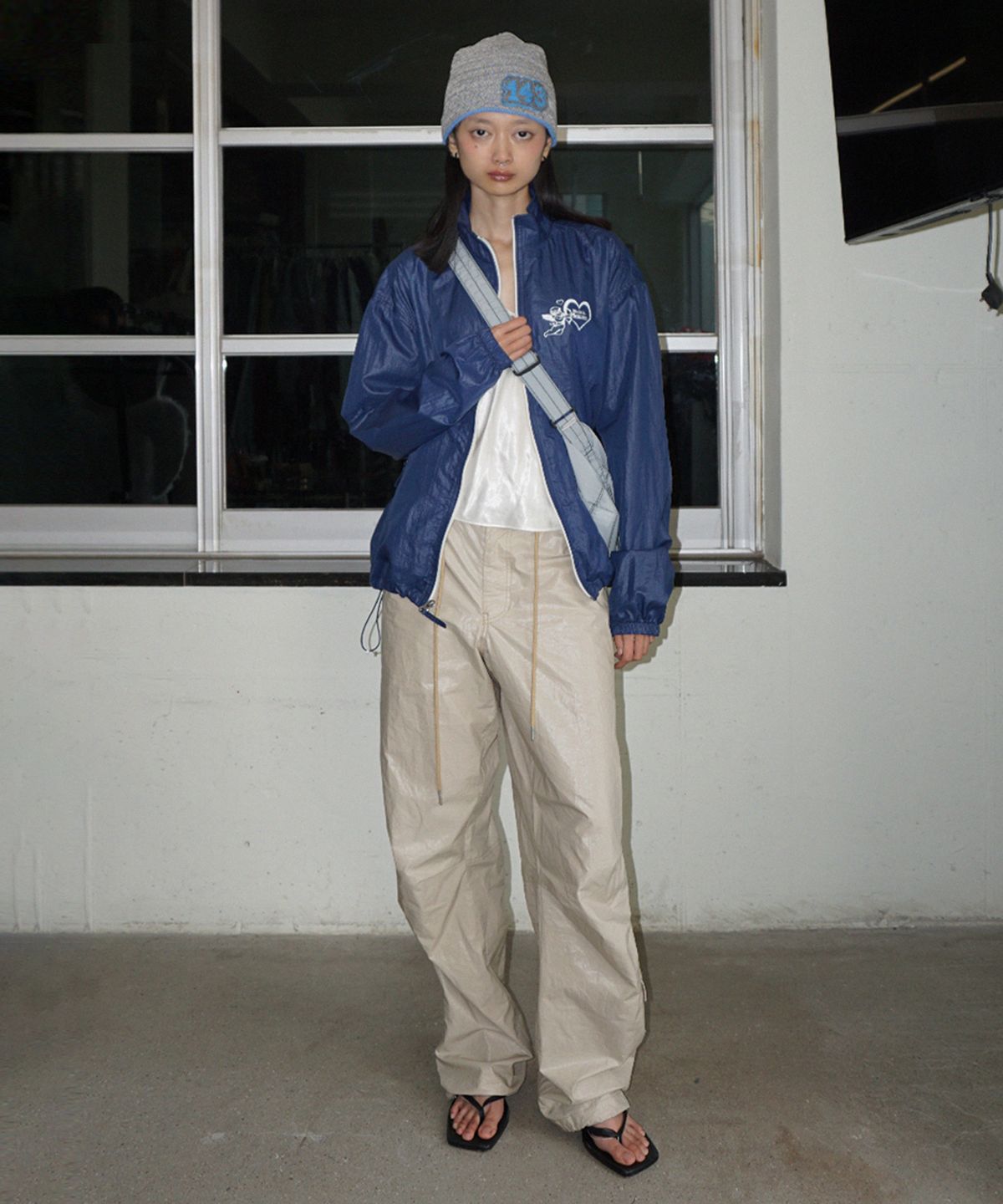 스컬프터(SCULPTOR) Glossy Nylon Jacket Navy
