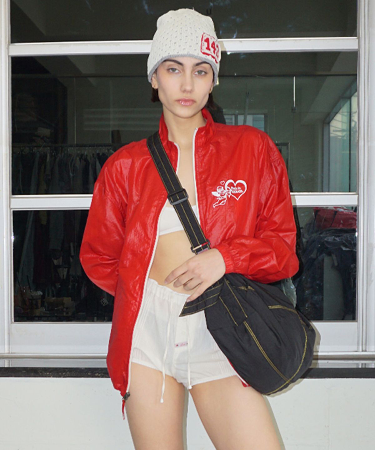 스컬프터(SCULPTOR) Glossy Nylon Jacket Red