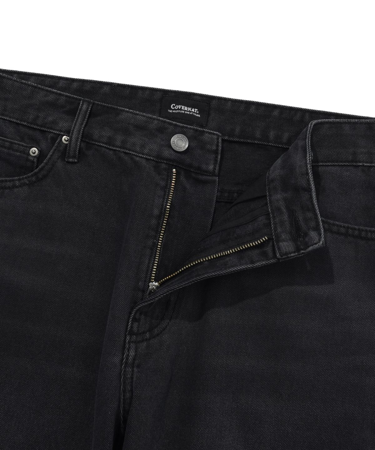 커버낫(COVERNAT) 워싱 데님 레귤러 팬츠 블랙