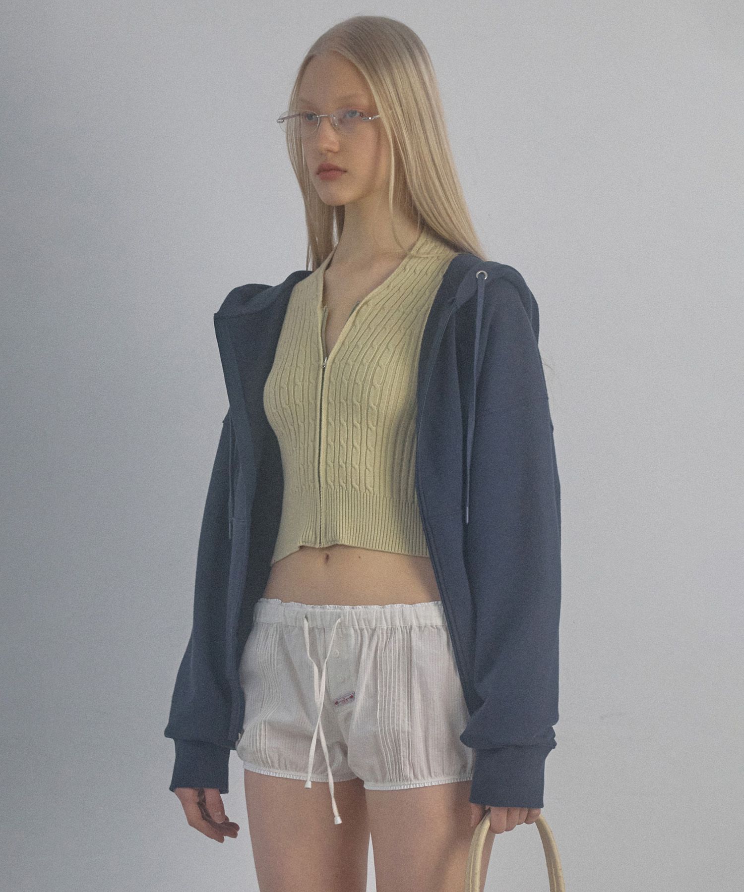 MUSINSA | SCULPTOR Acid Peel Bow Hoodie Navy