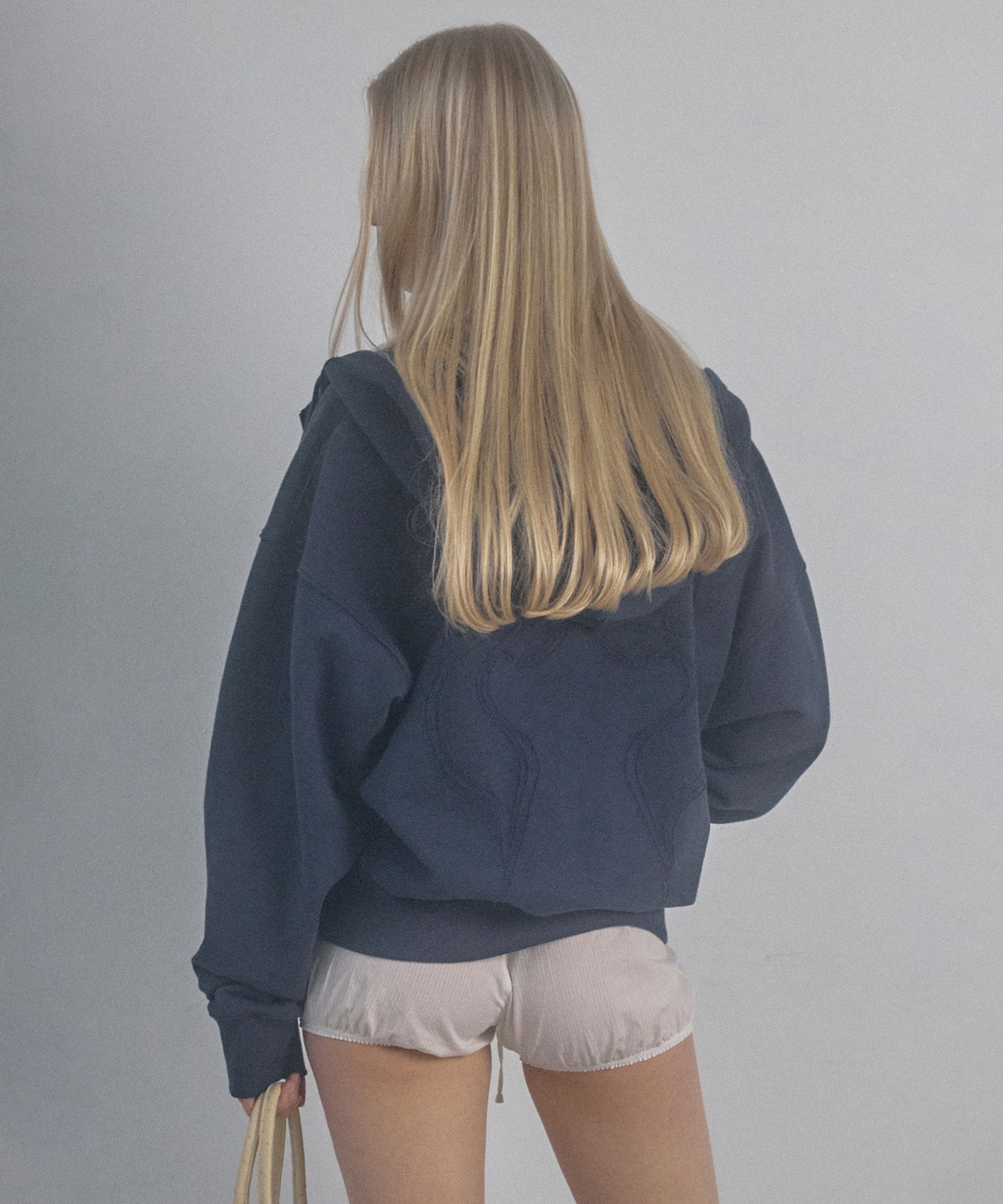 MUSINSA | SCULPTOR Acid Peel Bow Hoodie Navy