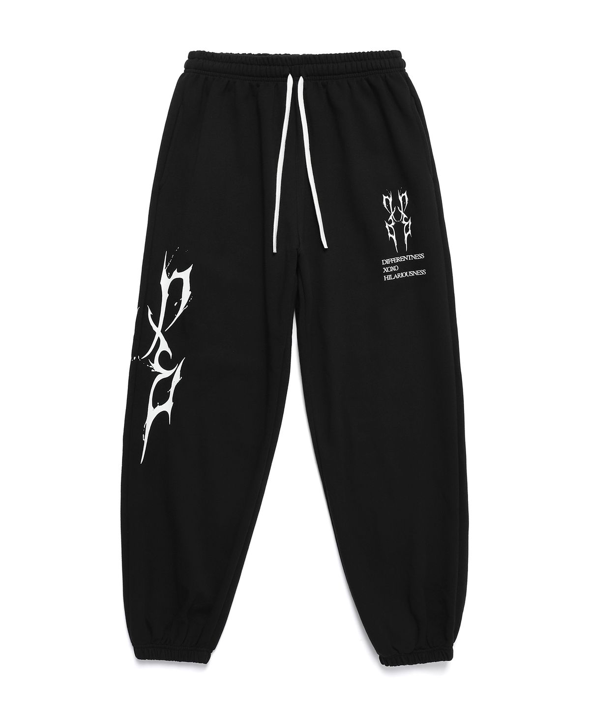 디쏘에이치(D.XO.H) 원 사이드 썬더 로고 팬츠 블랙