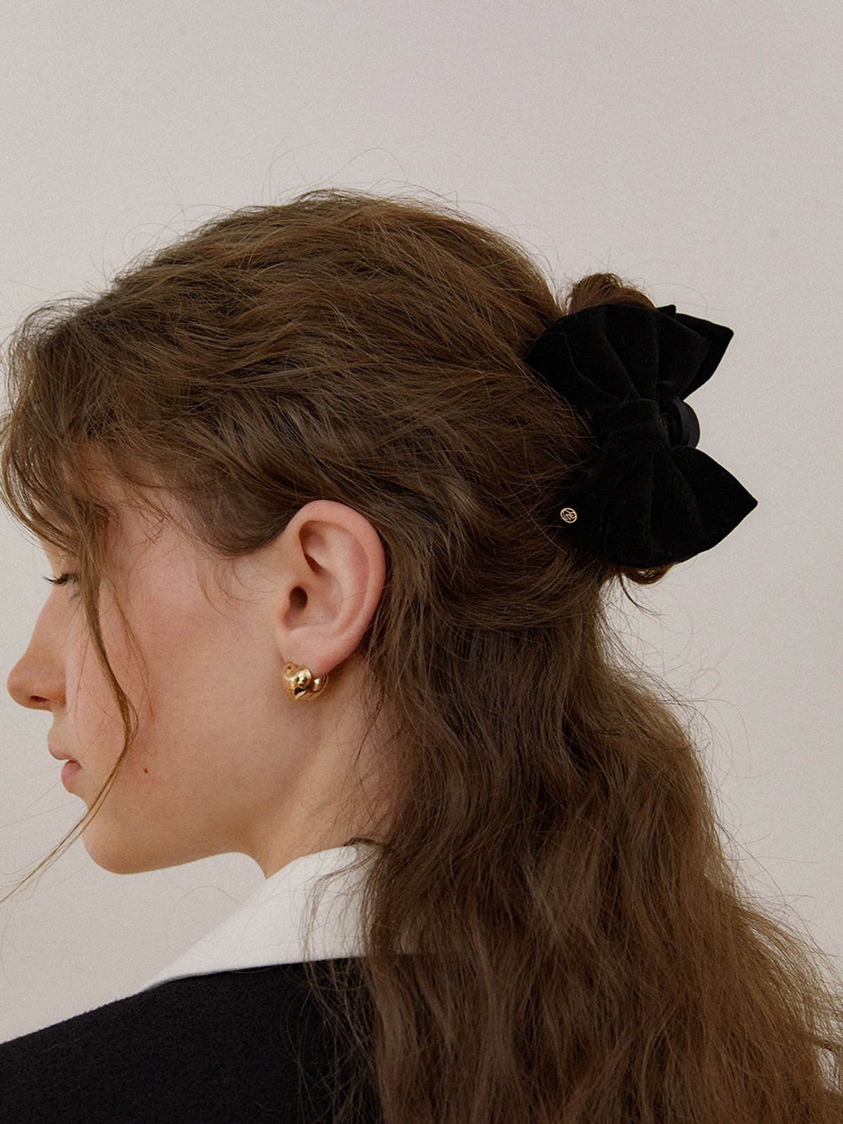 오블라(OVLA) mini kitsch velvet ribbon hair clip HC028