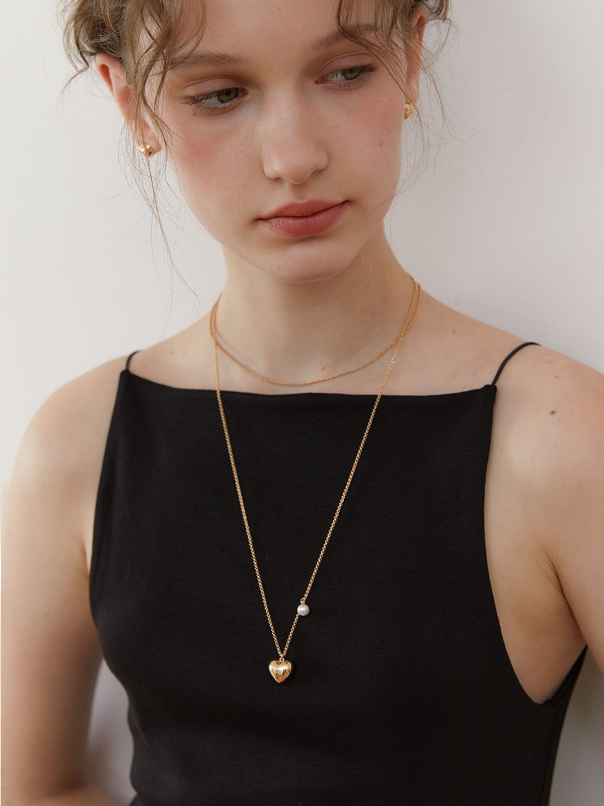 오블라(OVLA) classic heart touchable necklace_pearl heart JN005