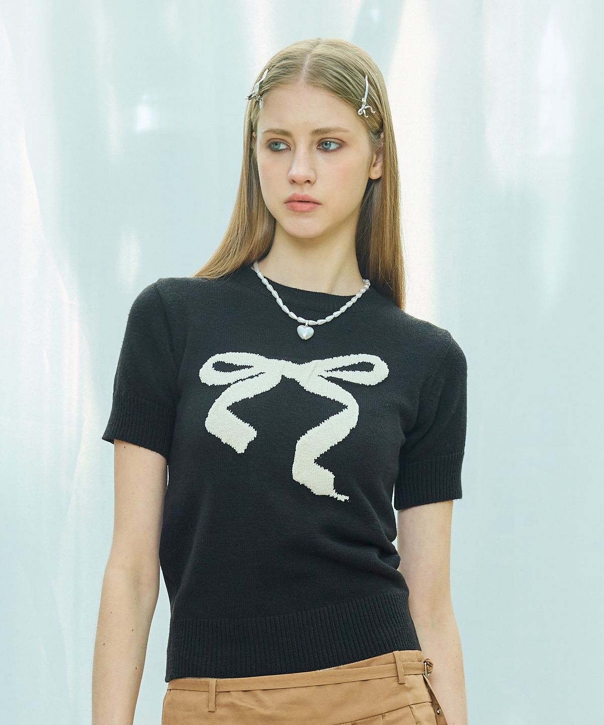 라티젠(LARTIGENT) L9 RIBBON MIX HALF KNIT(BLACK)