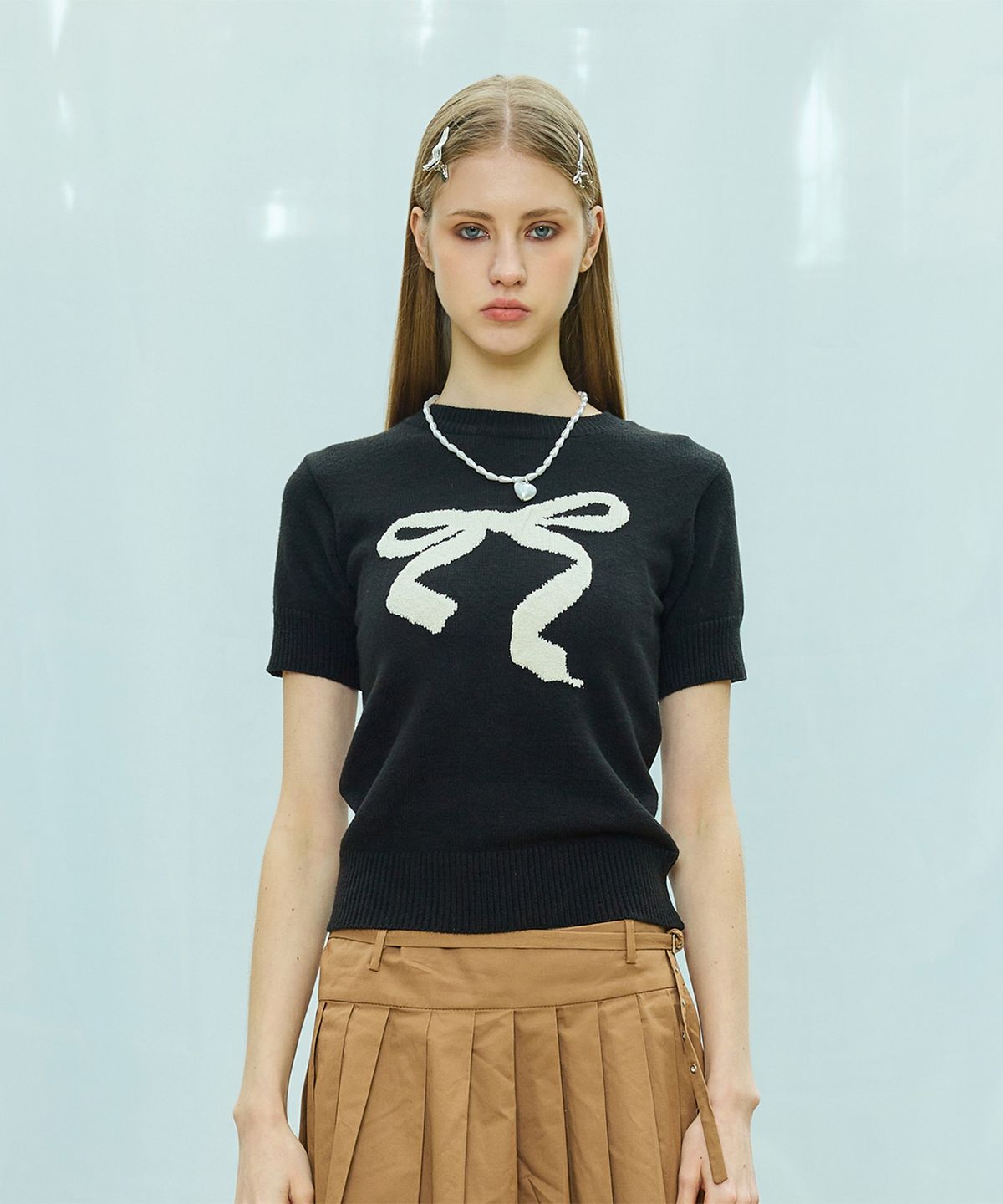 라티젠(LARTIGENT) L9 RIBBON MIX HALF KNIT(BLACK)
