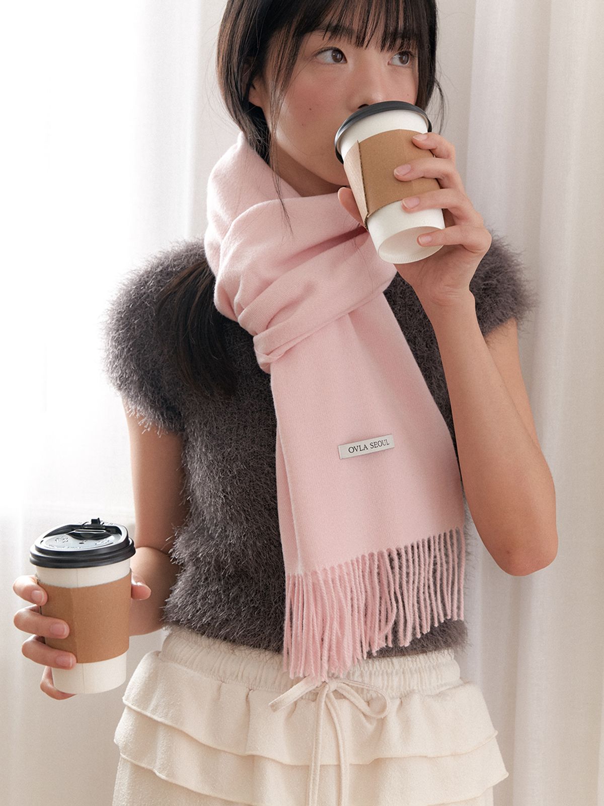 오블라(OVLA) softy soft melt fringe muffler_color MF004