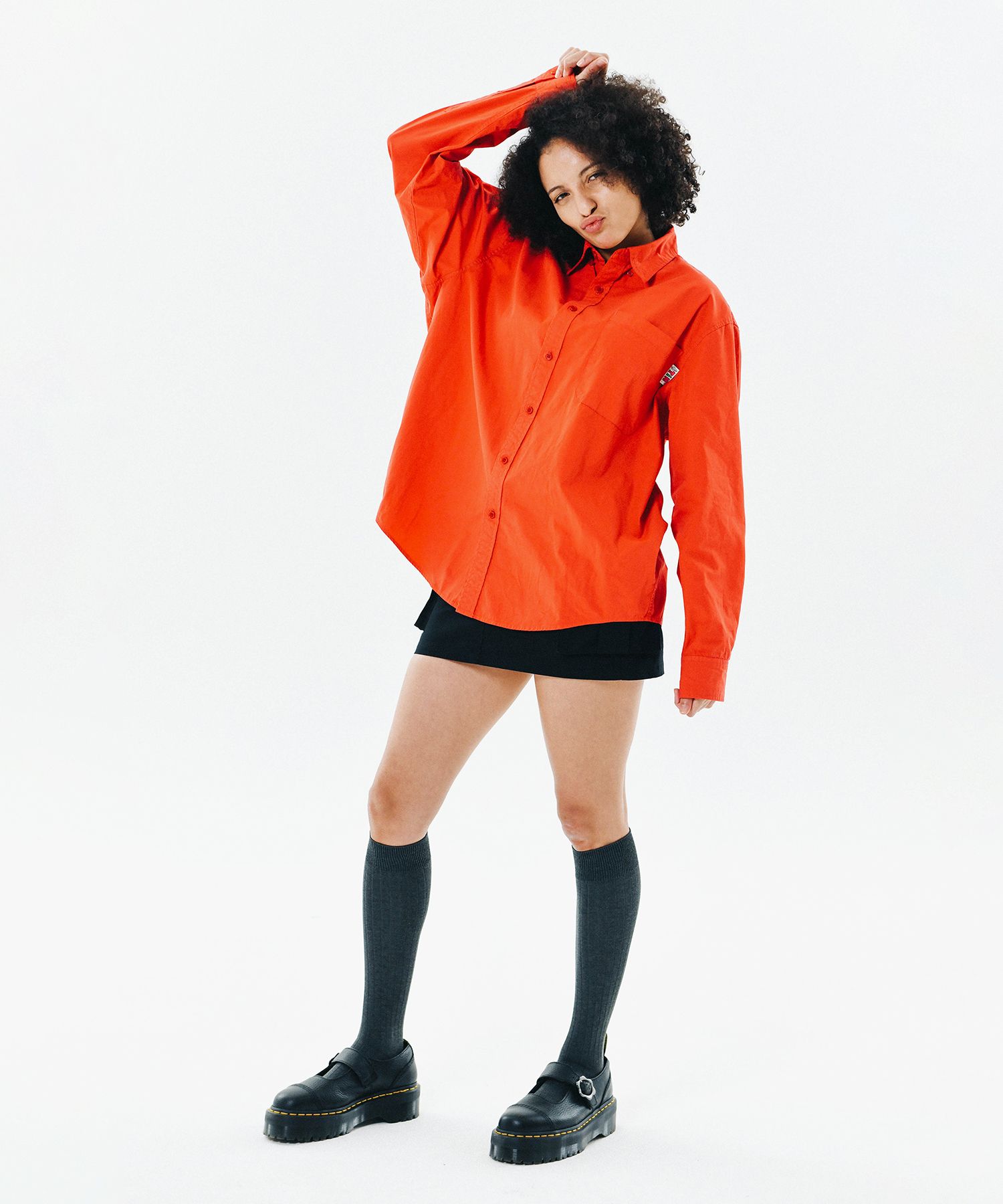MUSINSA | TIMCOMIX [OVER-SIZED] VAMOS POCKET SOLID SHIRT PG RED
