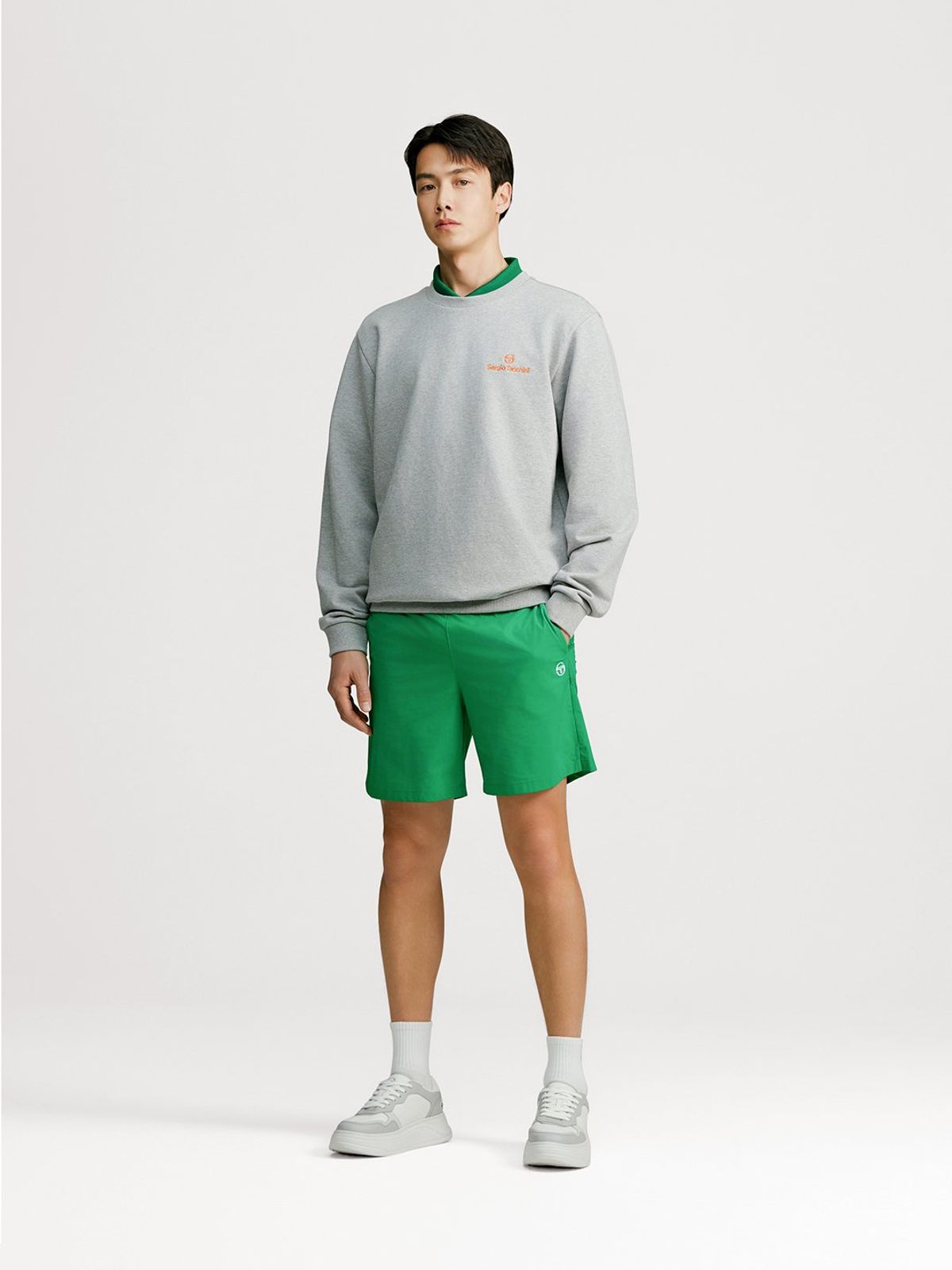 세르지오 타키니(SERGIO TACCHINI) U 데일리 백아트웍 맨투맨 (Melange Grey)