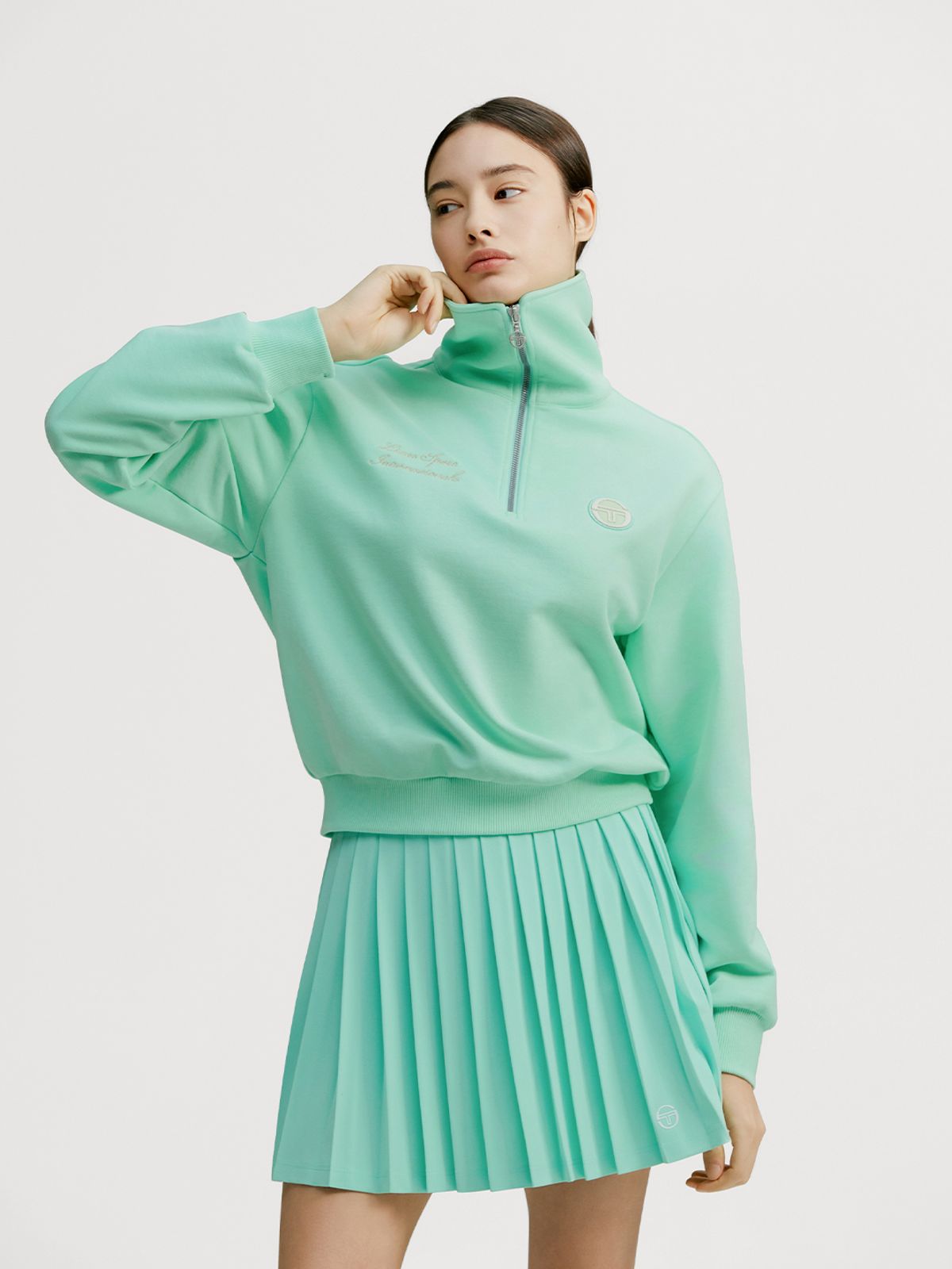 세르지오 타키니(SERGIO TACCHINI) W 프레피 하프집 풀오버 (L.Mint)
