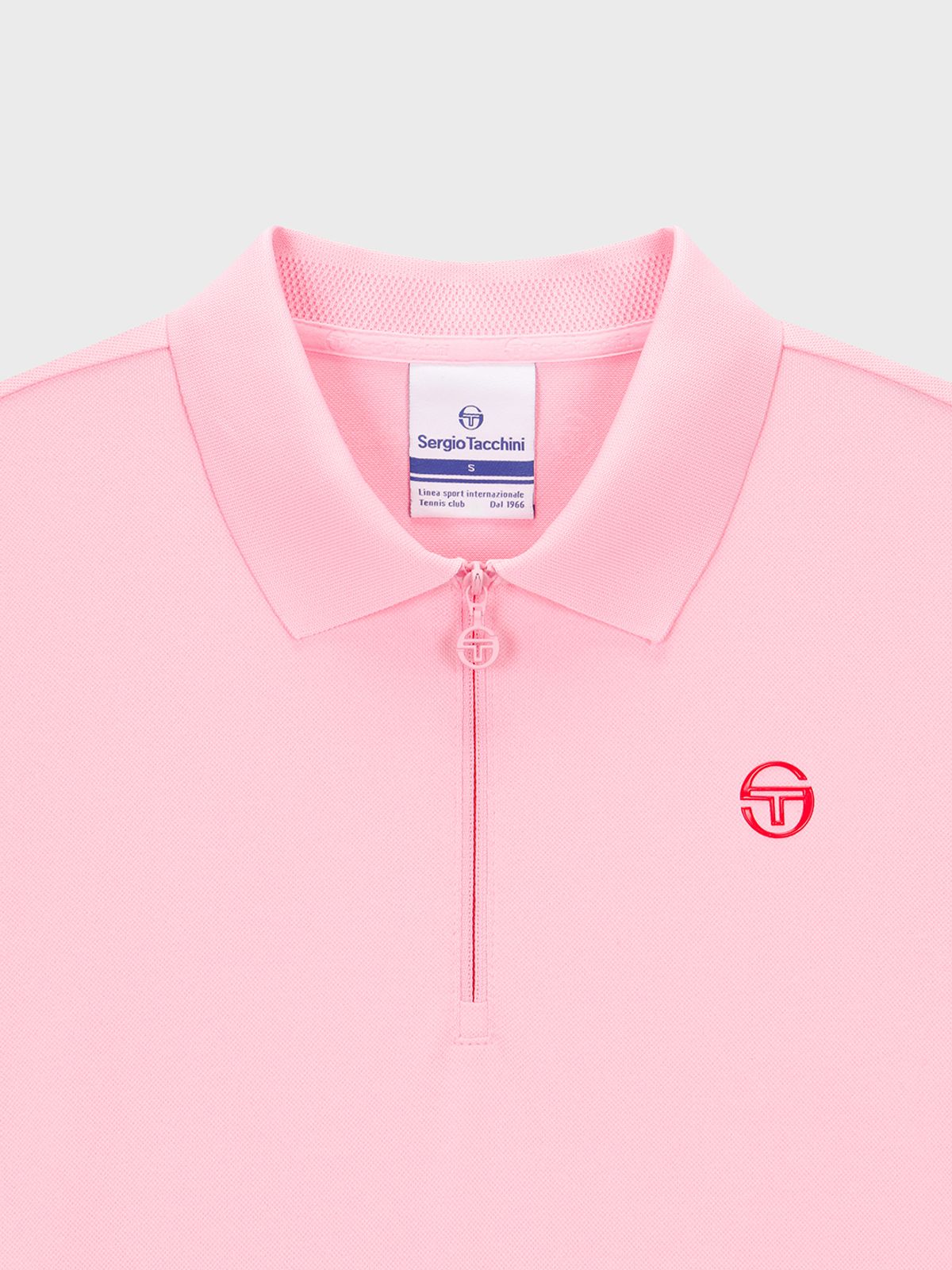 세르지오 타키니(SERGIO TACCHINI) W 고트 저지 믹스 플리츠 카라넥 반팔 드레스 (L.Pink)