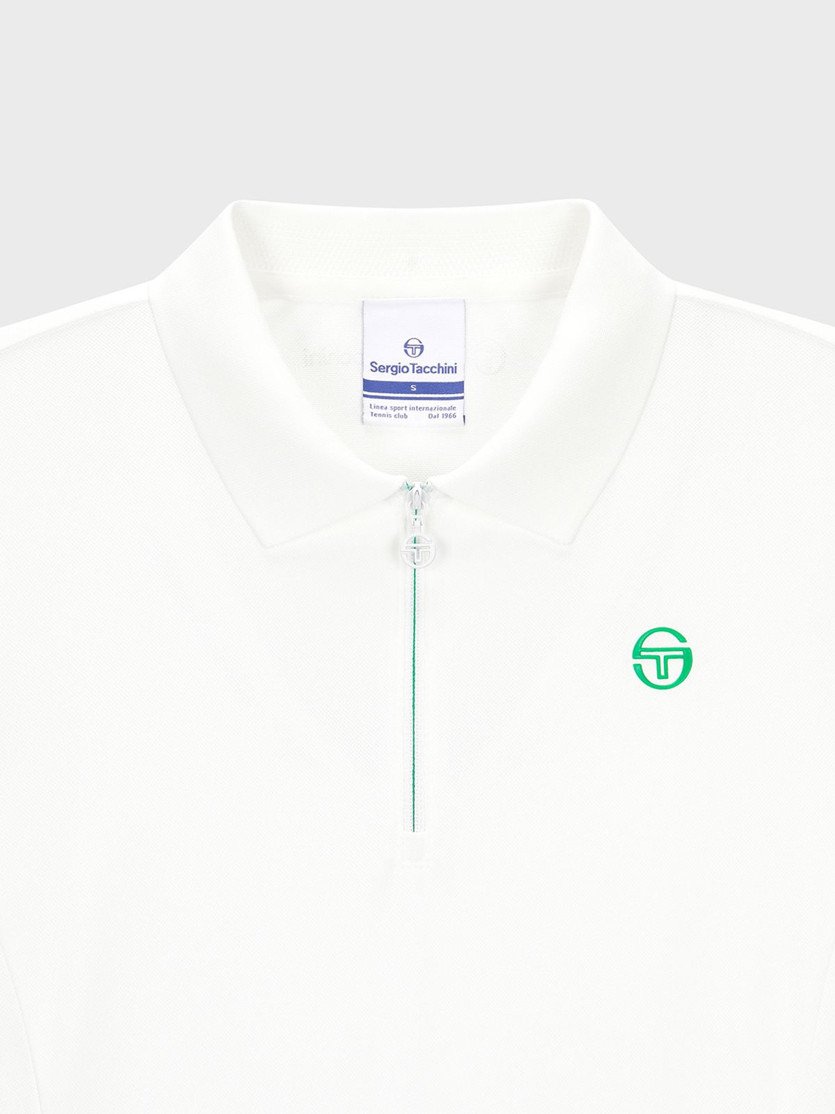 세르지오 타키니(SERGIO TACCHINI) W 고트 저지 믹스 플리츠 카라넥 반팔 드레스 (White)