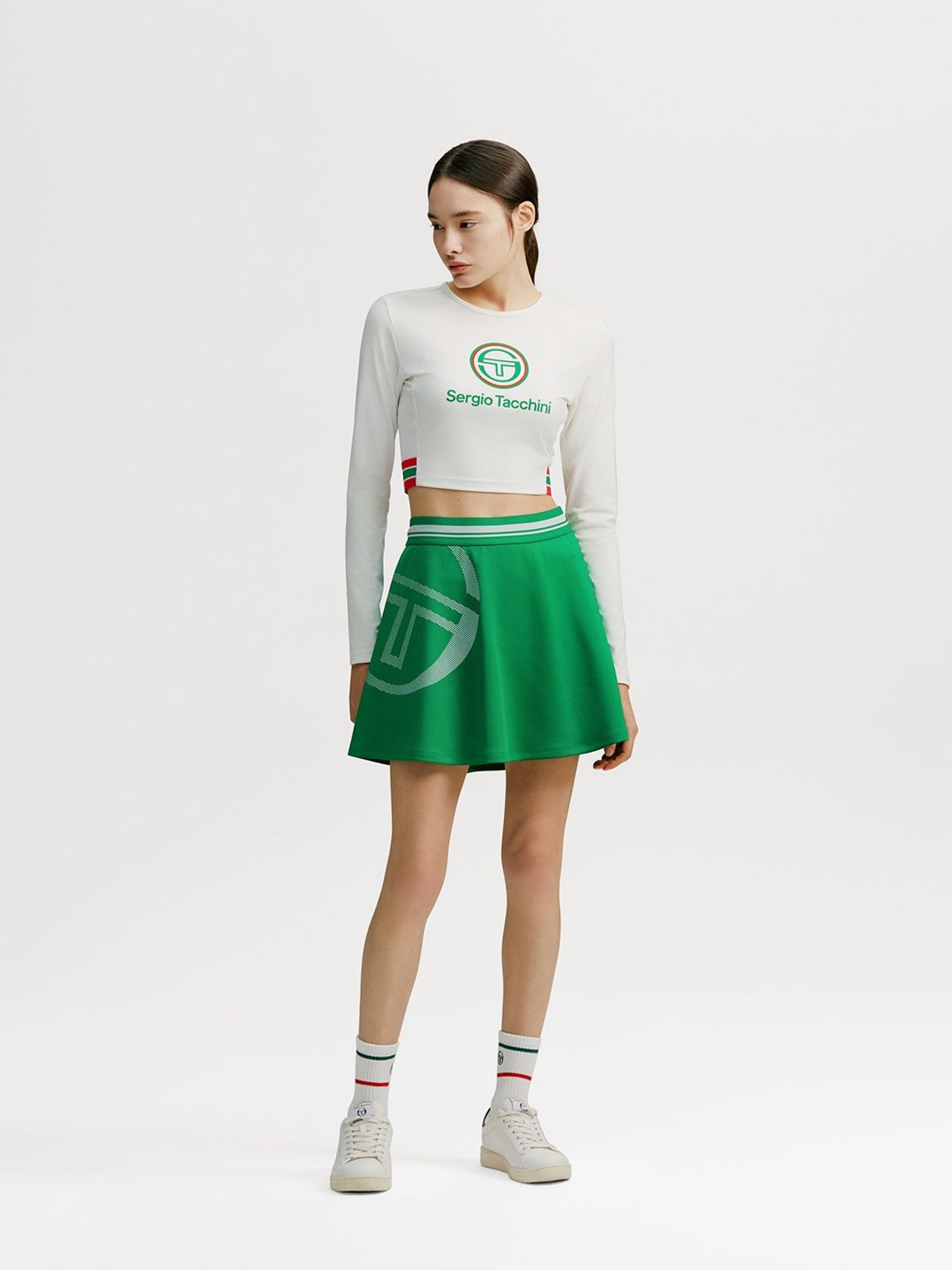 세르지오 타키니(SERGIO TACCHINI) W 고트 라파챠 프린트 플레어 스커트 (Green)