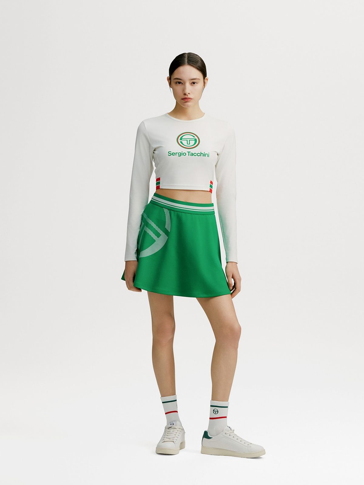 세르지오 타키니(SERGIO TACCHINI) W 고트 라파챠 프린트 플레어 스커트 (Green)