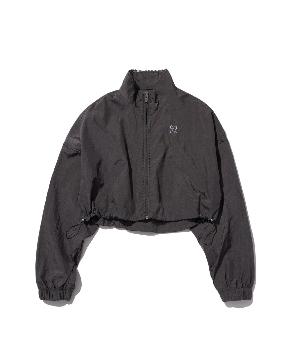핍펫(PIPPET) Lace Crop Wind Breaker Jumper (charcoal)