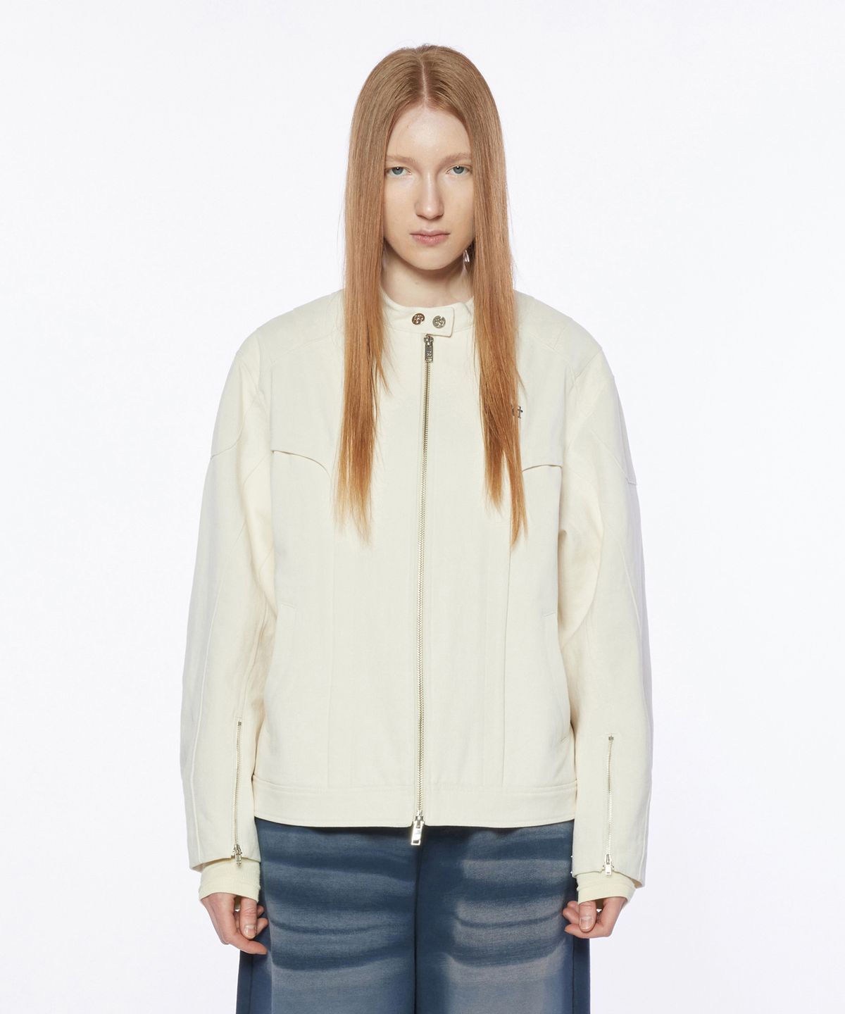 핍펫(PIPPET) Cotton Racing Jacket (cream)