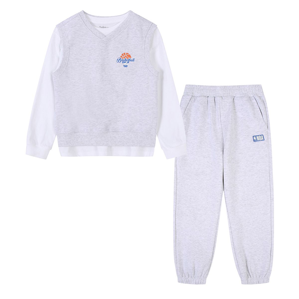 엔비에이 키즈(NBA KIDS) 남아 베스트 3PCS 셋업(K241ST010P) 멜란지 그레이