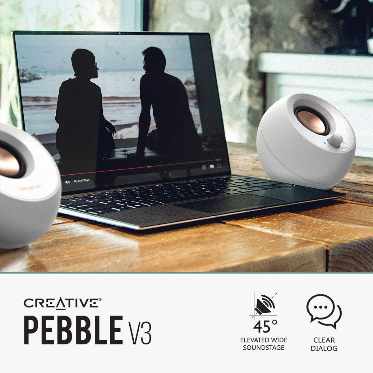 크리에이티브(CREATIVE) PEBBLE V3 화이트 (블루투스,USB,AUX 지원) 스피커