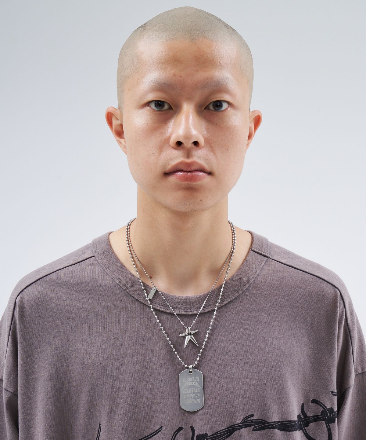 아조바이아조(AJOBYAJO) Dog Tag Layered Necklace [SILVER]