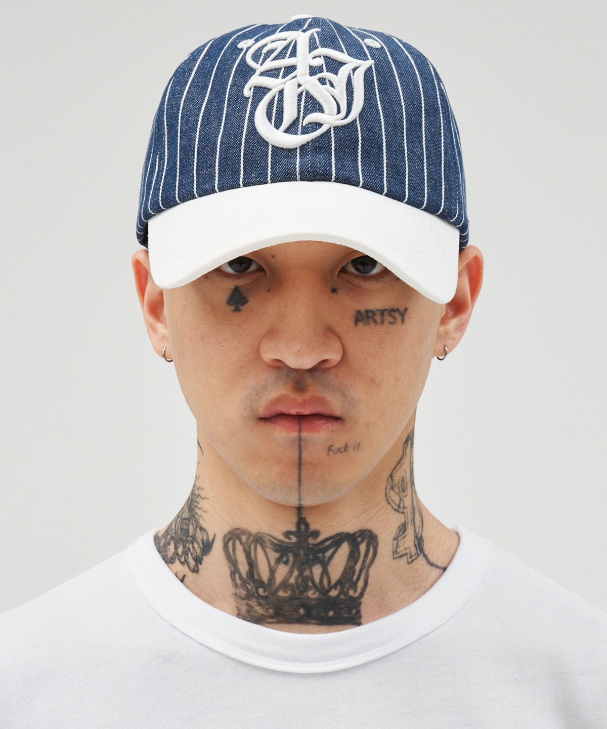 아조바이아조(AJOBYAJO) Sporty Logo Stripe Denim Cap [BLUE]