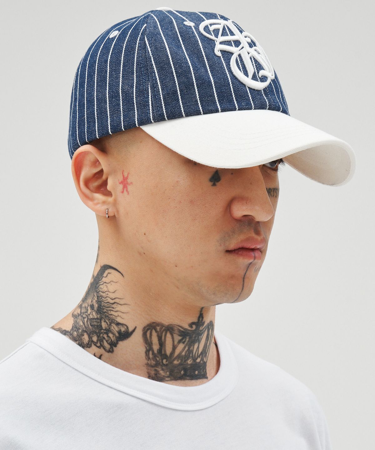 아조바이아조(AJOBYAJO) Sporty Logo Stripe Denim Cap [BLUE]