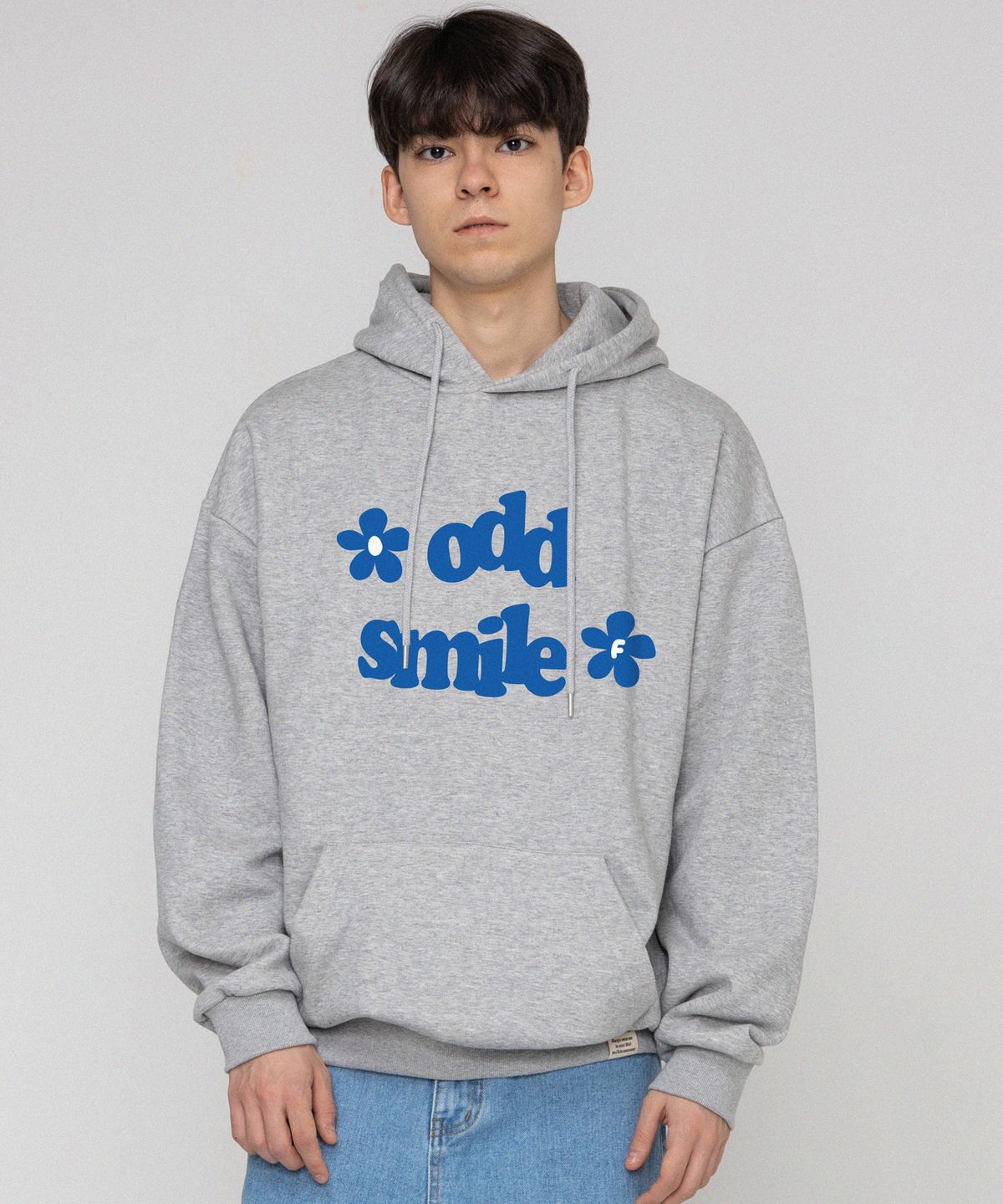 그레이버(GRAVER) [UNISEX]oddsmile로고 플라워 후드티_그레이